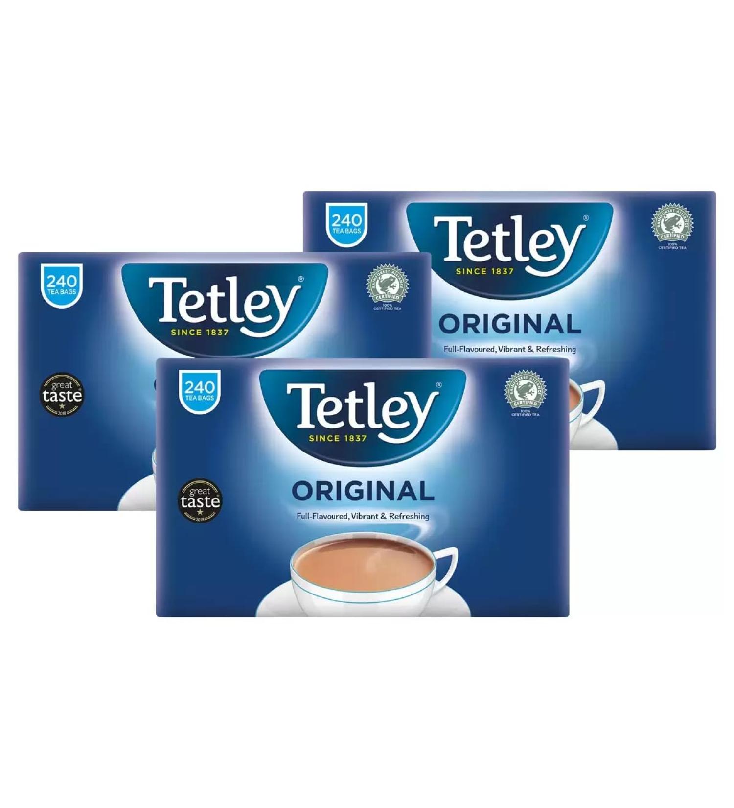 Tetley Original Classic Black Tea Bags Rich Fresh Natural Drink Pack of 3 x 240 - Buy Online on GoSupps.com