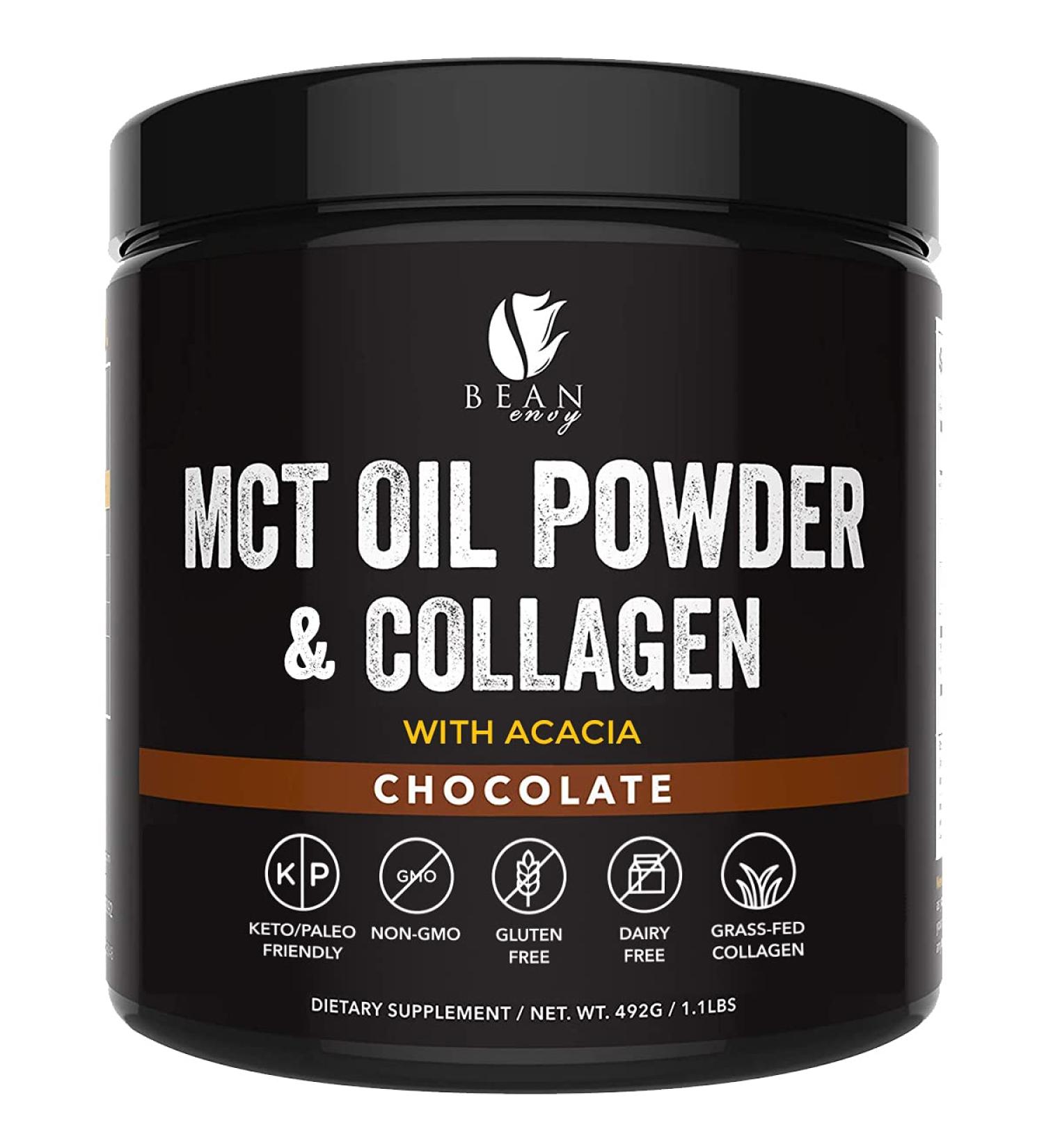 Bean Envy MCT Oil Powder with Collagen and Acacia - Keto Creamer for Coffee, Shakes & Smoothies - Gluten & Dairy-Free - Buy Online on GoSupps.com