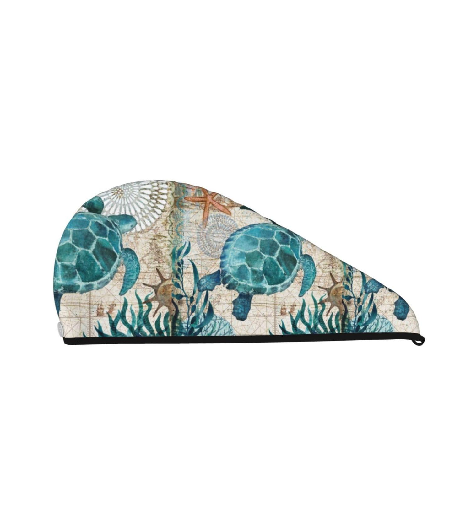 Buy Watercolor Sea Turtle Hair Towel Wrap | Quick Drying Towel Turban for Effortless Hair Care - Buy Online on GoSupps.com