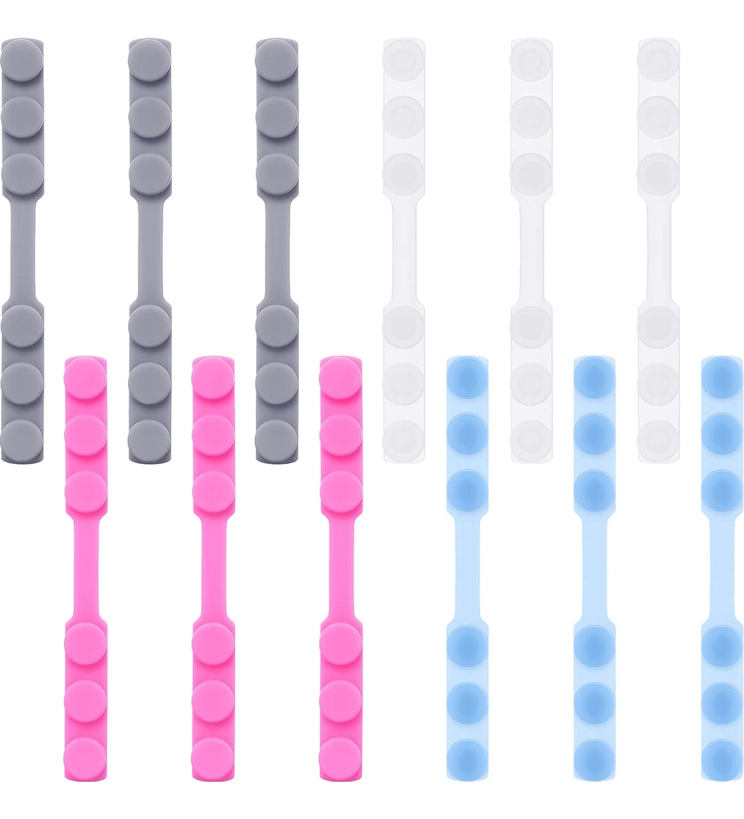 12Pcs Mask Extender Hook Adjustable Silicone Anti-Tightening Ear Grips - Relief from Pressure and Pain (Blue Pink White Gray) - Buy Online on GoSupps.com