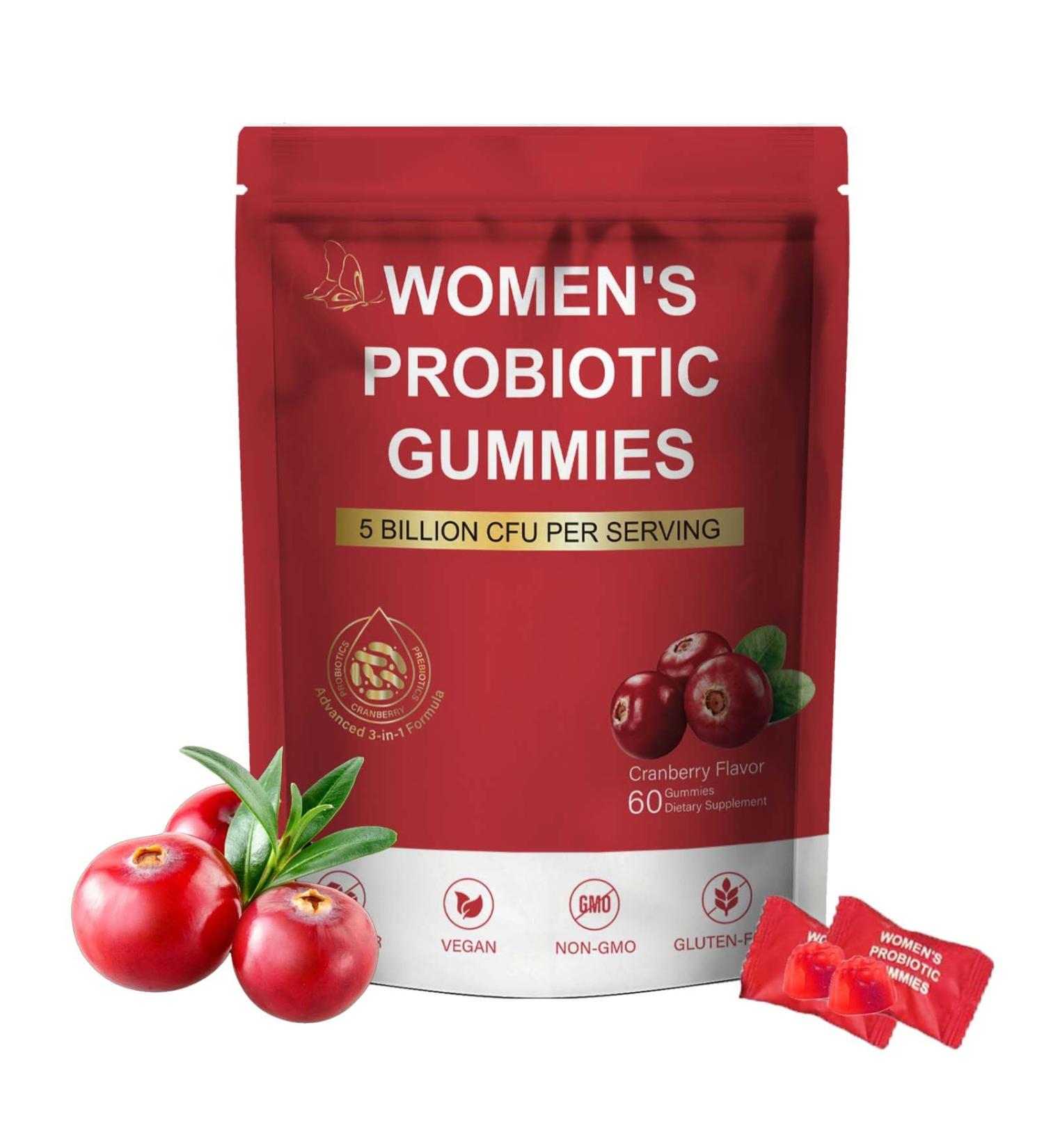 TRUERELIEF Probiotics for Women with Cranberry Extract - Daily Gummy Supplement for Feminine Balance Digestive & Immune Support - 60 Gummies (1) - Buy Online on GoSupps.com