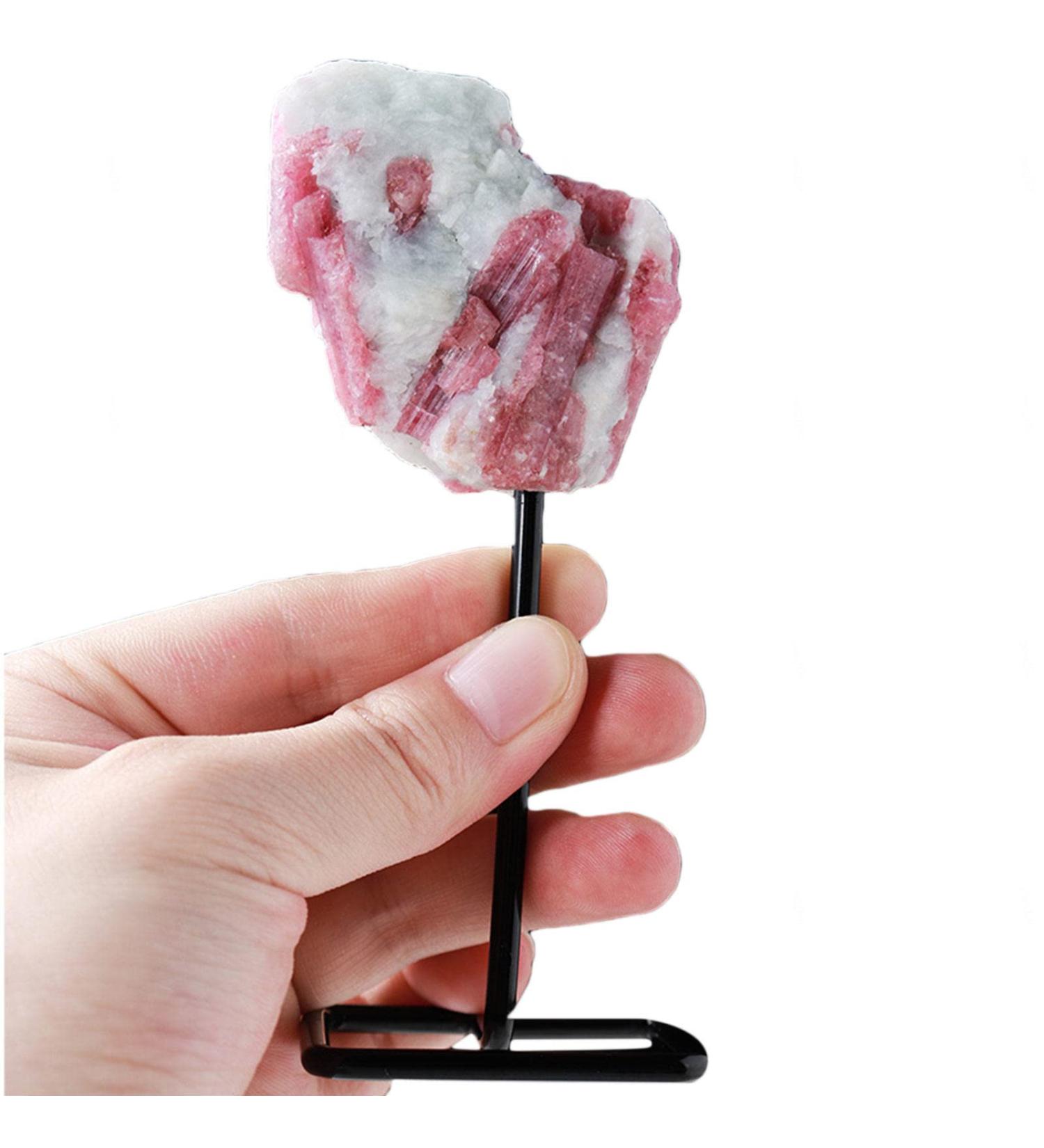 Crystal Rough Natural Rough Stones Pink Tourmaline with Display Stand Pink Crystal Original Speciment Raw Tourmaline of Plum Blossom for Home Decor Jewelry DIY Reiki Wicca Stone Set - Buy Online on GoSupps.com