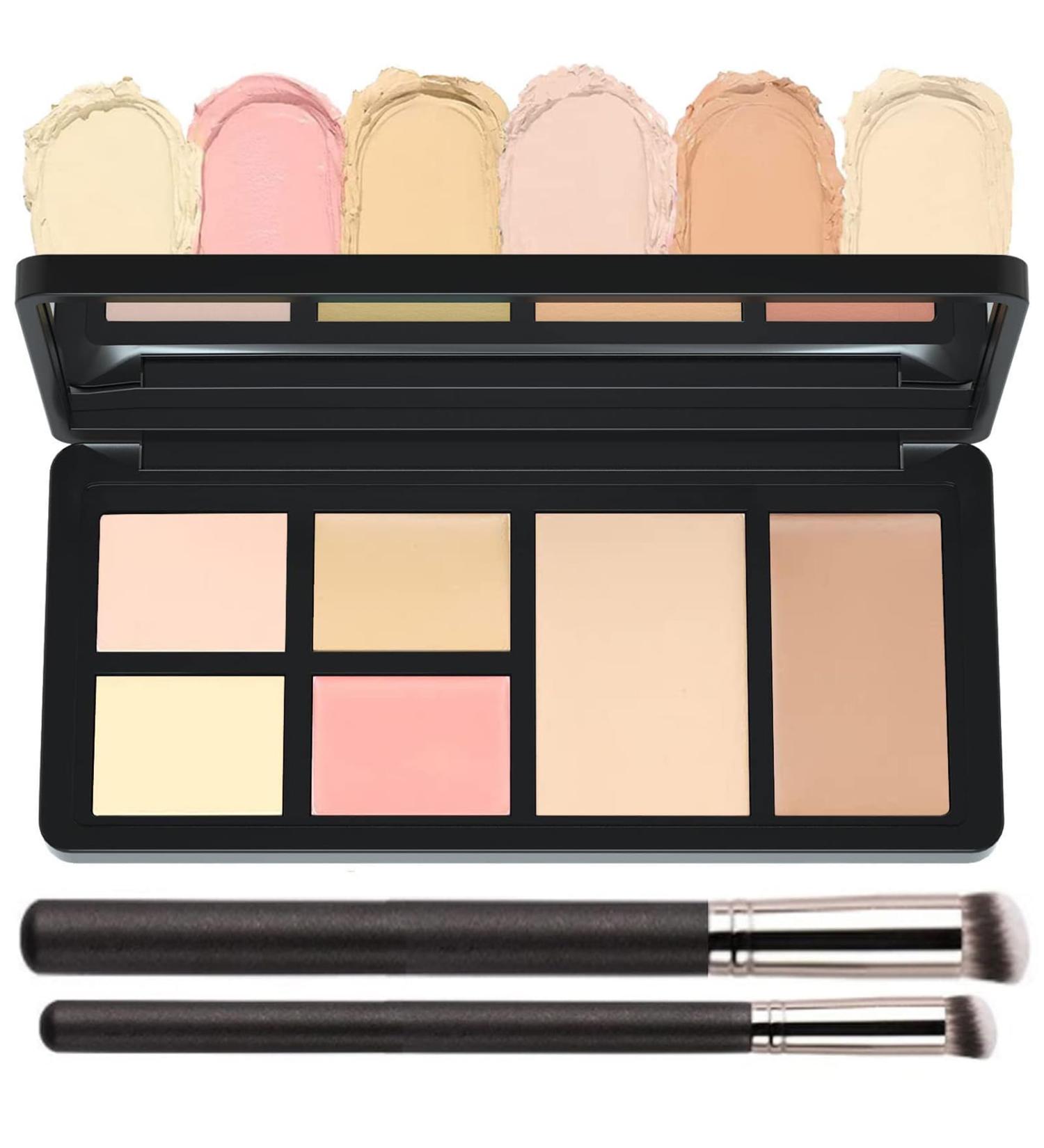 6-in-1 Concealer Contour Palette | Waterproof & Long-Lasting Color Corrector Kit with Brushes for Dark Circles & Blemishes - International Shipping Available - Buy Online on GoSupps.com