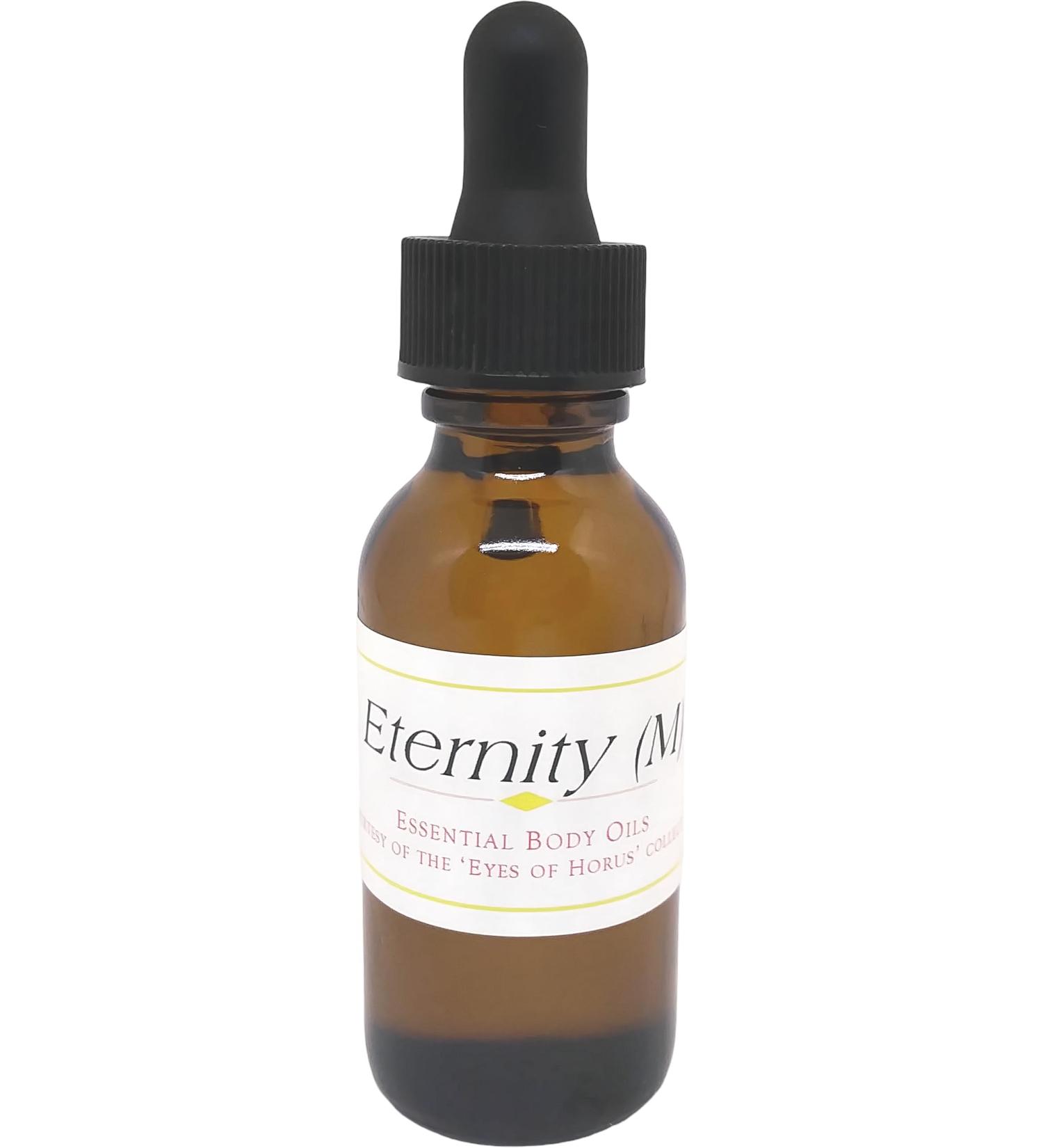 Eternity - Type For Men Scented Body Oil Fragrance Glass Dropper Top - Light Gold - 1 oz. - ID#36310 Clear 1 Fl Oz (Pack of 1)