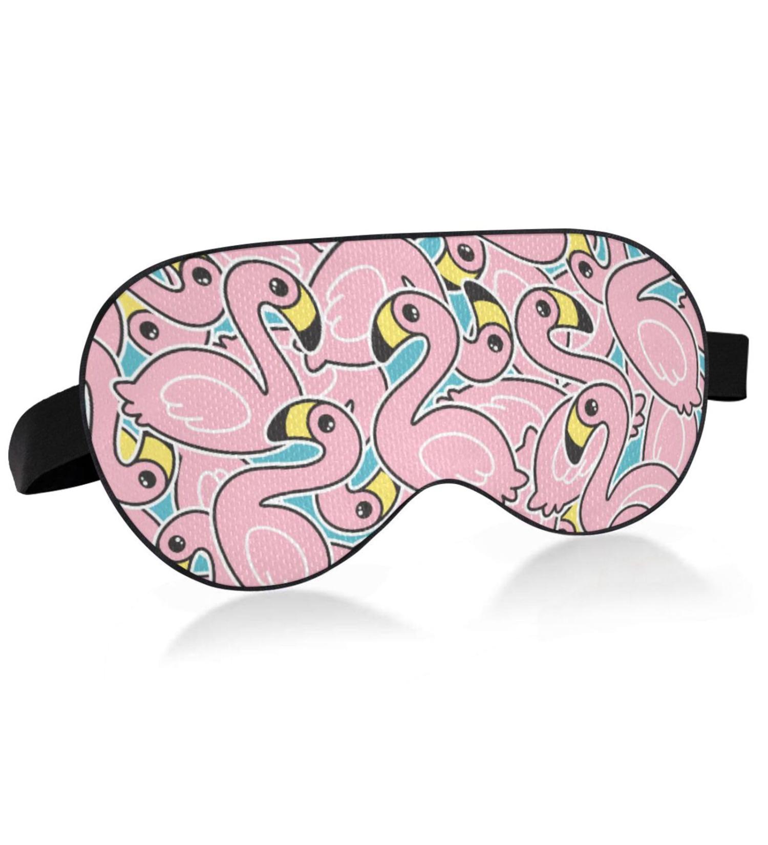Sleep Mask - Light Blocking Flamingo Eye Mask | Adjustable Pink Tropical Blindfold for Men & Women | Soft Lightweight Sleep Cover for Travel & Naps - Buy Online on GoSupps.com
