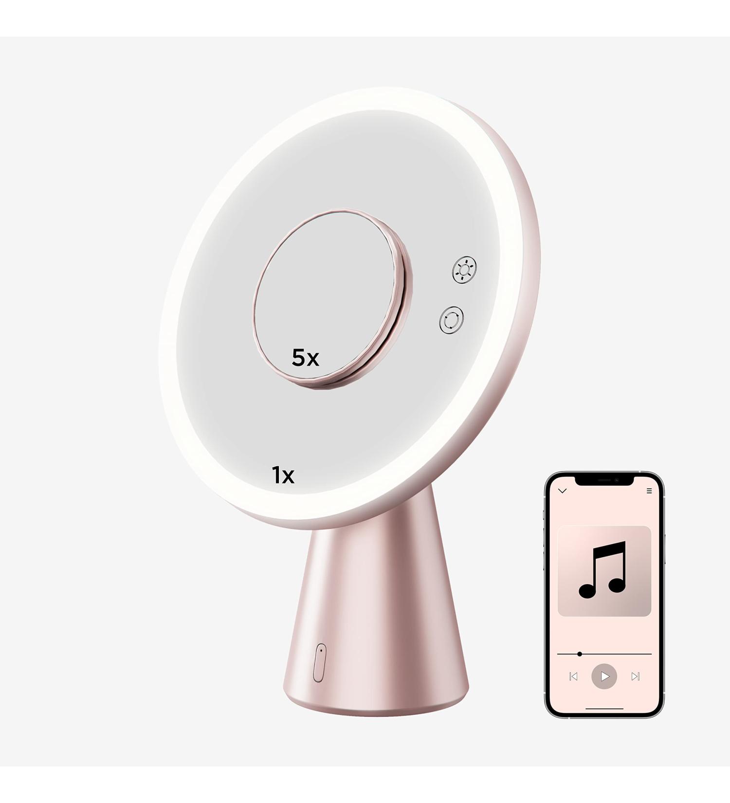 LED Makeup Mirror with Bluetooth Speaker & 5X Magnifying Mirror - Hands-Free Speakerphone, 3 Light Modes (OPCM003-BT) - Buy Online on GoSupps.com