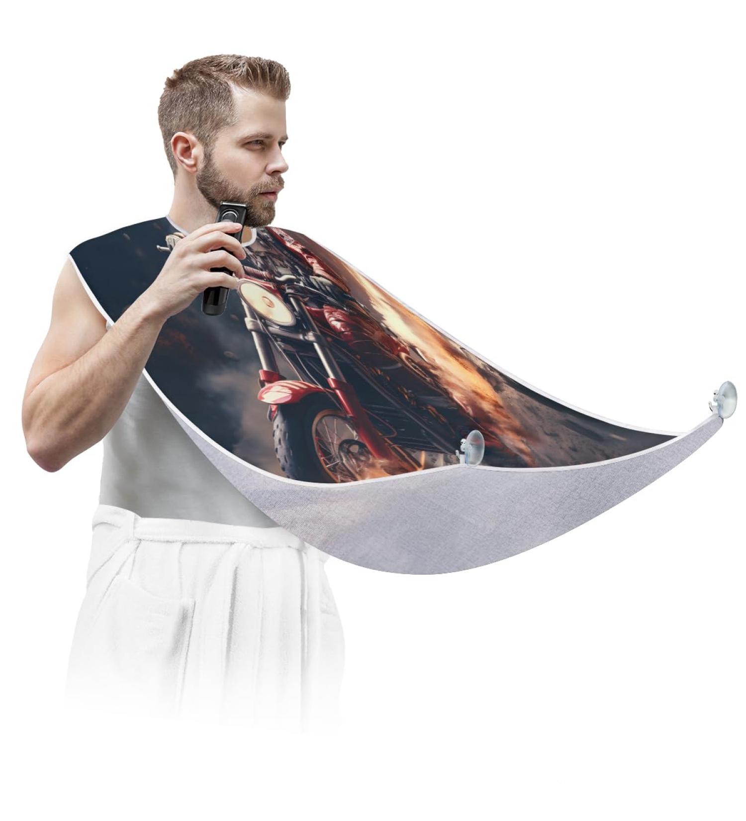 Motorcycle Astronaut Beard Bib Apron | Beard Hair Catcher for Men | Perfect Father's Day & Christmas Gift for Dad or Husband | Includes 2 Suction Cups - Buy Online on GoSupps.com