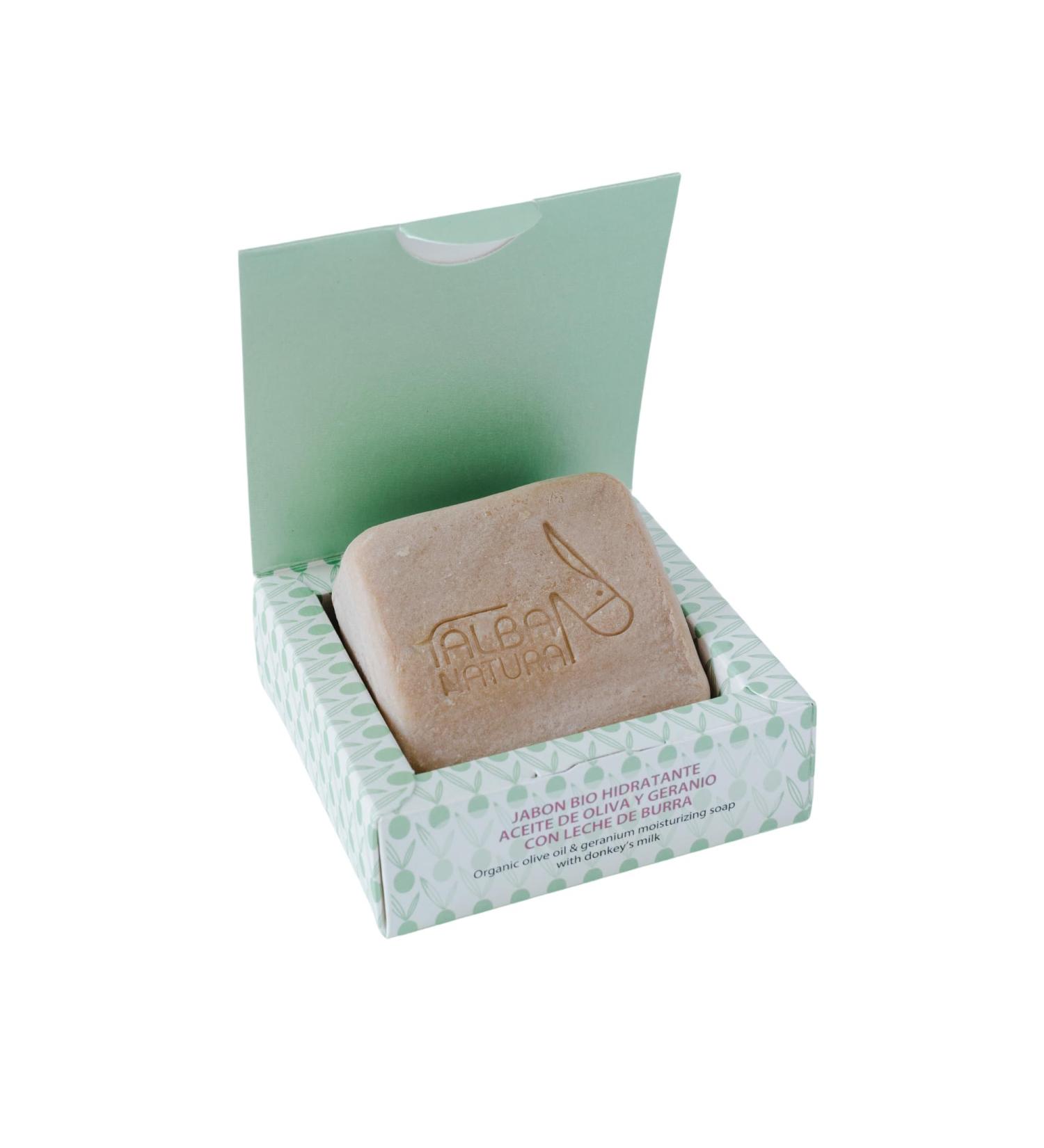  ALBA NATURA Alba Natura - Donkey Milk Soap for Dry Skin - Facial Soap with Olive Oil and Geranium - Specially formulated for dry skin - Moisturizing properties - 115g - Buy Online on GoSupps.com