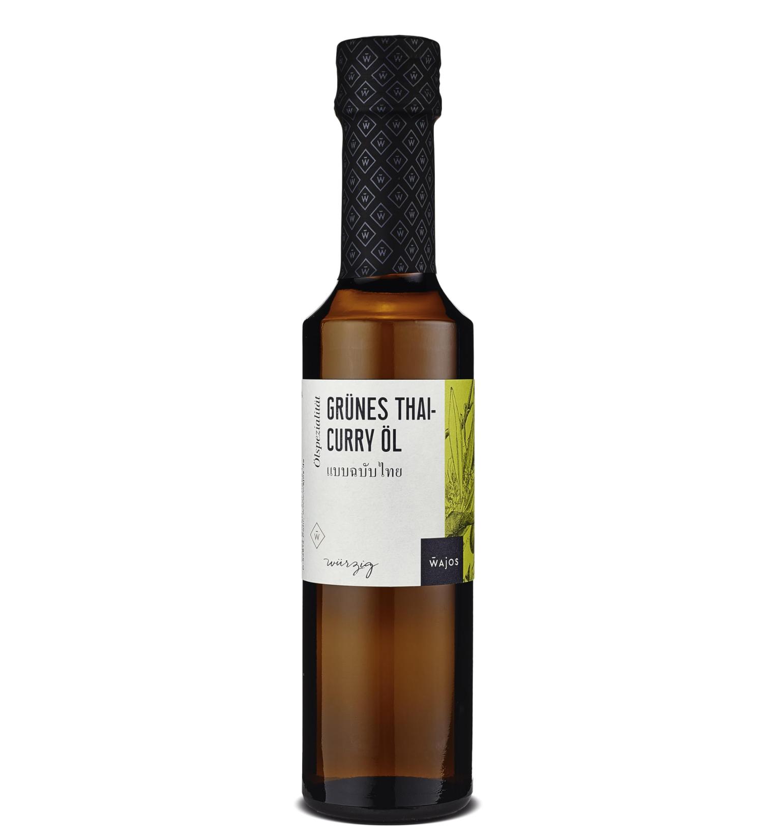 Wajos Green Thai Curry Oil 250ml - Vegan Seasoning Oil for Asian Cuisine - Extra Virgin Olive & Rapeseed Oil - Buy Online on GoSupps.com
