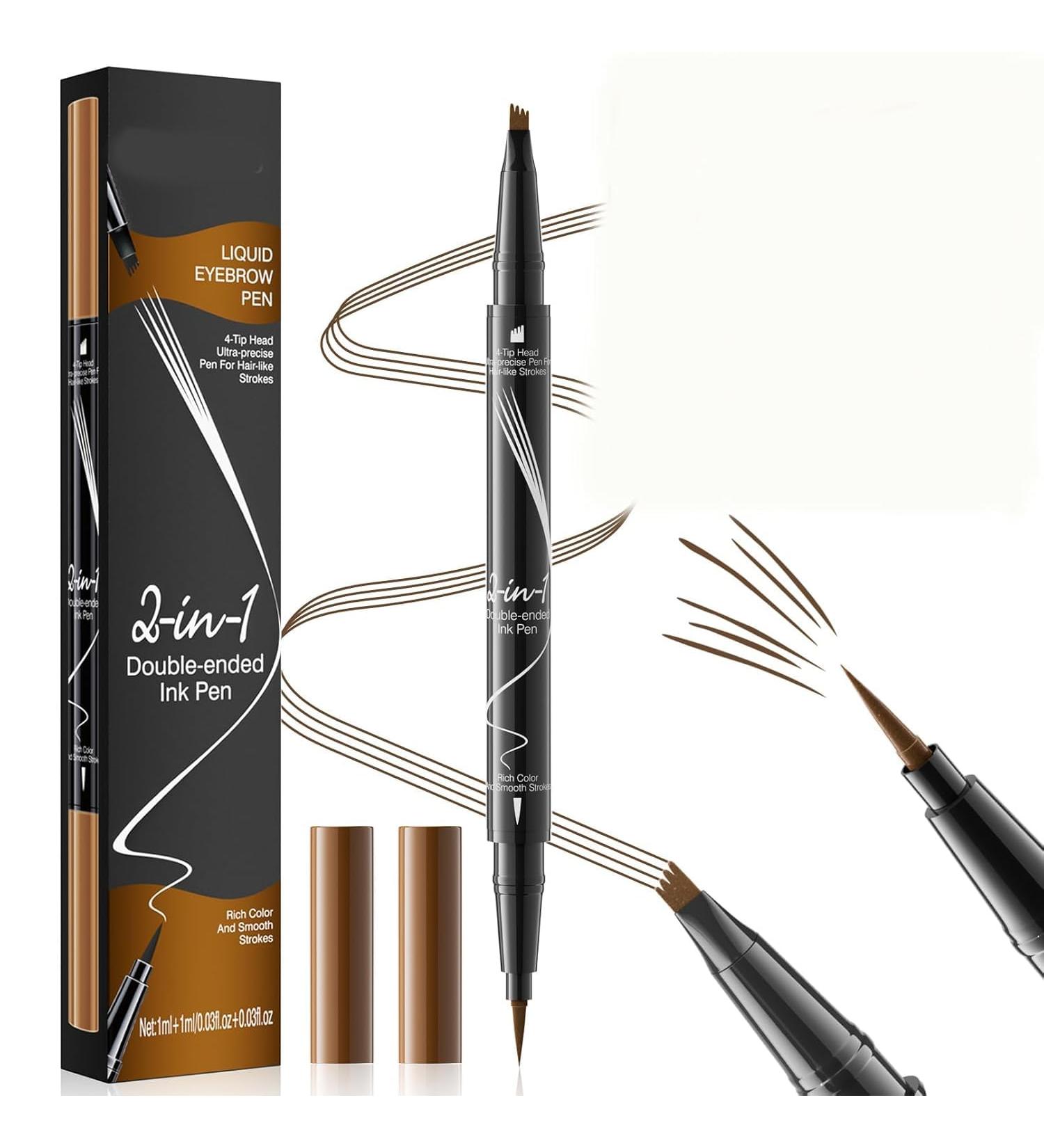 2-In-1 Dual-Ended Eyebrow Pen 4-Tip Microblading Eyebrow Pen Waterproof Liquid Eyebrow Pen 3D Waterproof Eyebrow Pencil Creates Natural Brows Light Brown - Buy Online on GoSupps.com