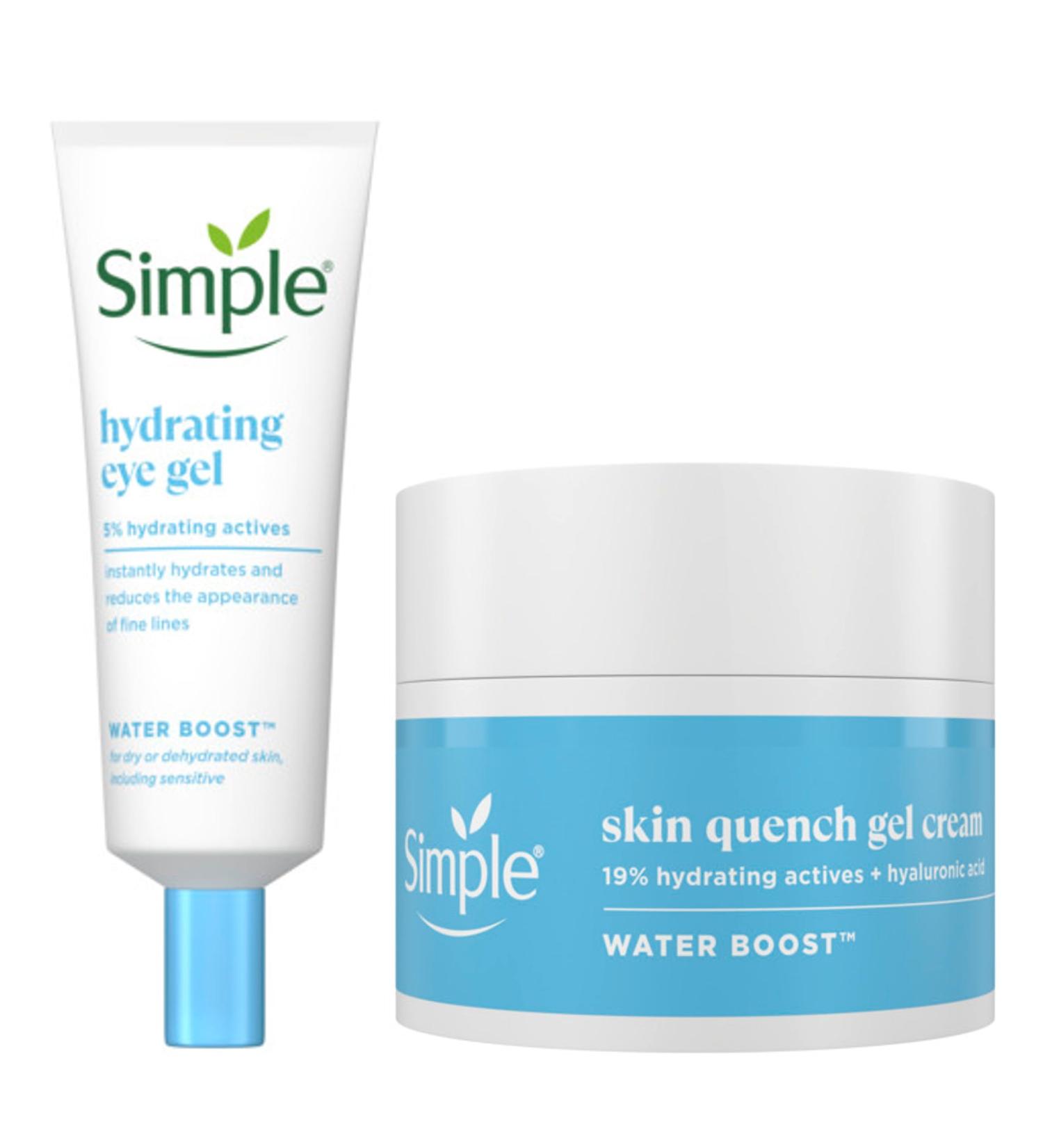 Simple Water Boost Skin Quench Gel Face Cream for Dry Skin 50 ml & Simple Water Boost Hydrating Eye Gel 25 ml - Buy Online on GoSupps.com