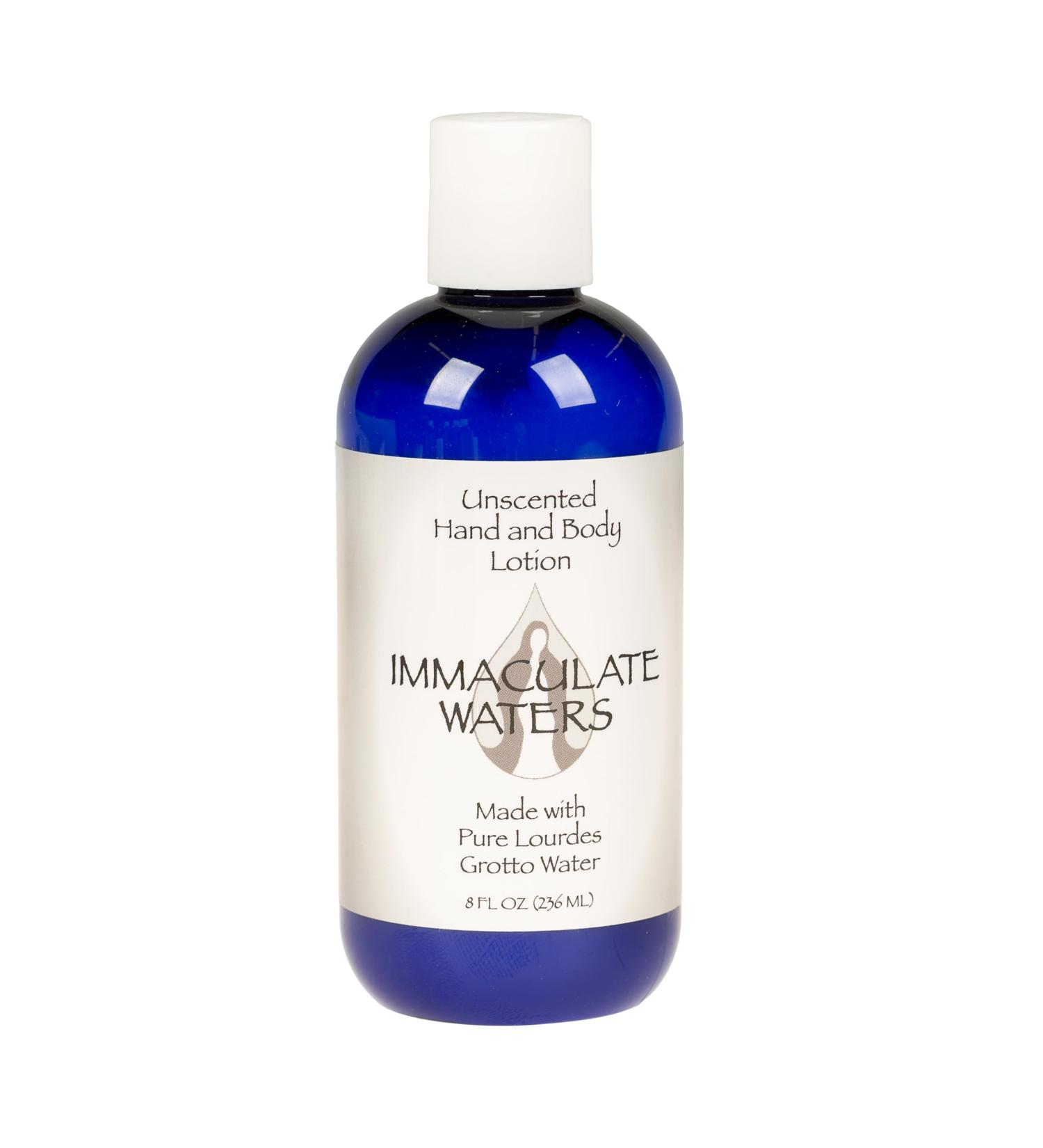 Immaculate Waters Unscented Bath & Body Lotion - Hydrating Non-Greasy Fragrance-Free Skin Care for Sensitive Skin Moisturizing Gentle Formula for All Skin Types Catholic Devotional Skincare Gift