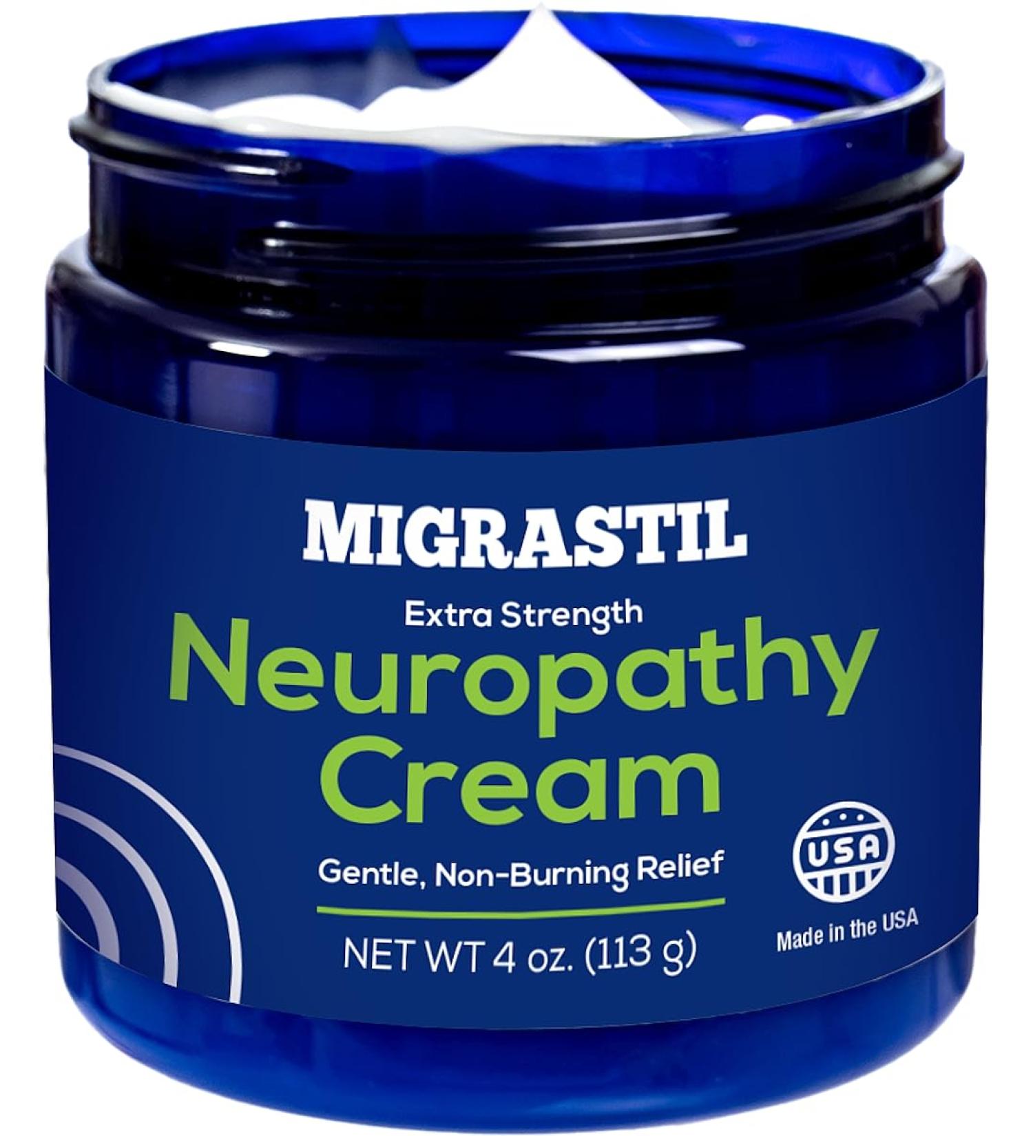 Basic Vigor Migrastil Neuropathy Relief Cream - Extra Strength for Feet Legs & Hands | Vegan Cruelty-Free Non-Greasy Cooling Effect (4 oz) - Made in USA - Buy Online on GoSupps.com