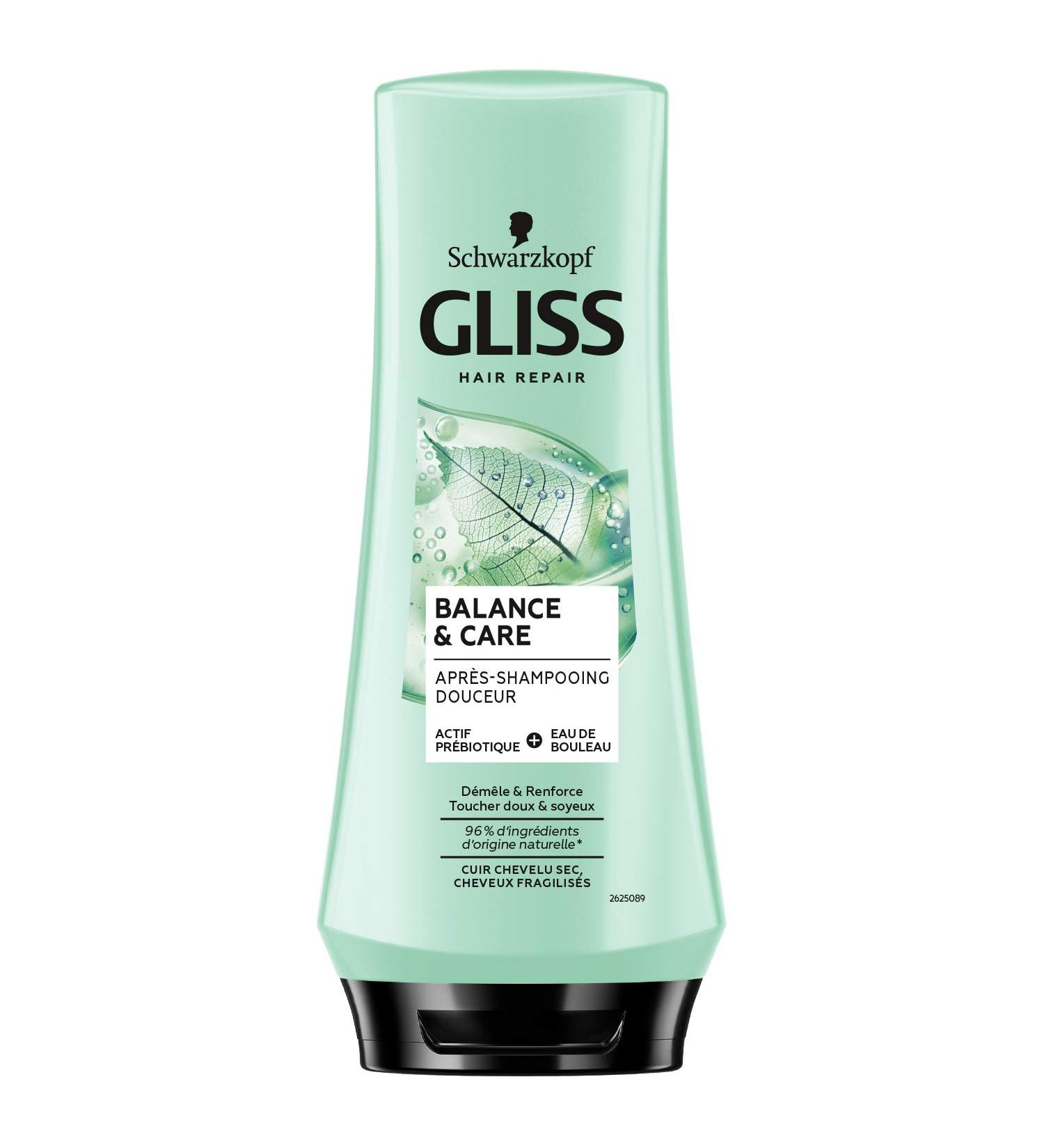 Schwarzkopf - Gliss - Balance&Care Conditioner - Dry scalp/weakened hair - Soft and silky touch - 96% ingredients of natural origin - 200ml bottle - Buy Online on GoSupps.com