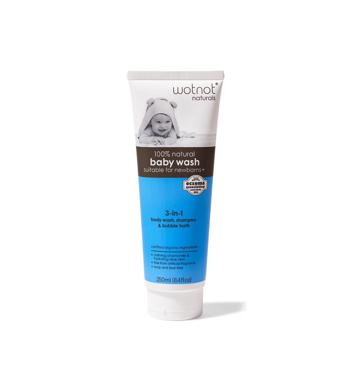 WOTNOT 100% Natural 3-in-1 Baby Wash, Shampoo & Bubble Bath - Gentle & Safe for Sensitive Skin - Buy Online on GoSupps.com