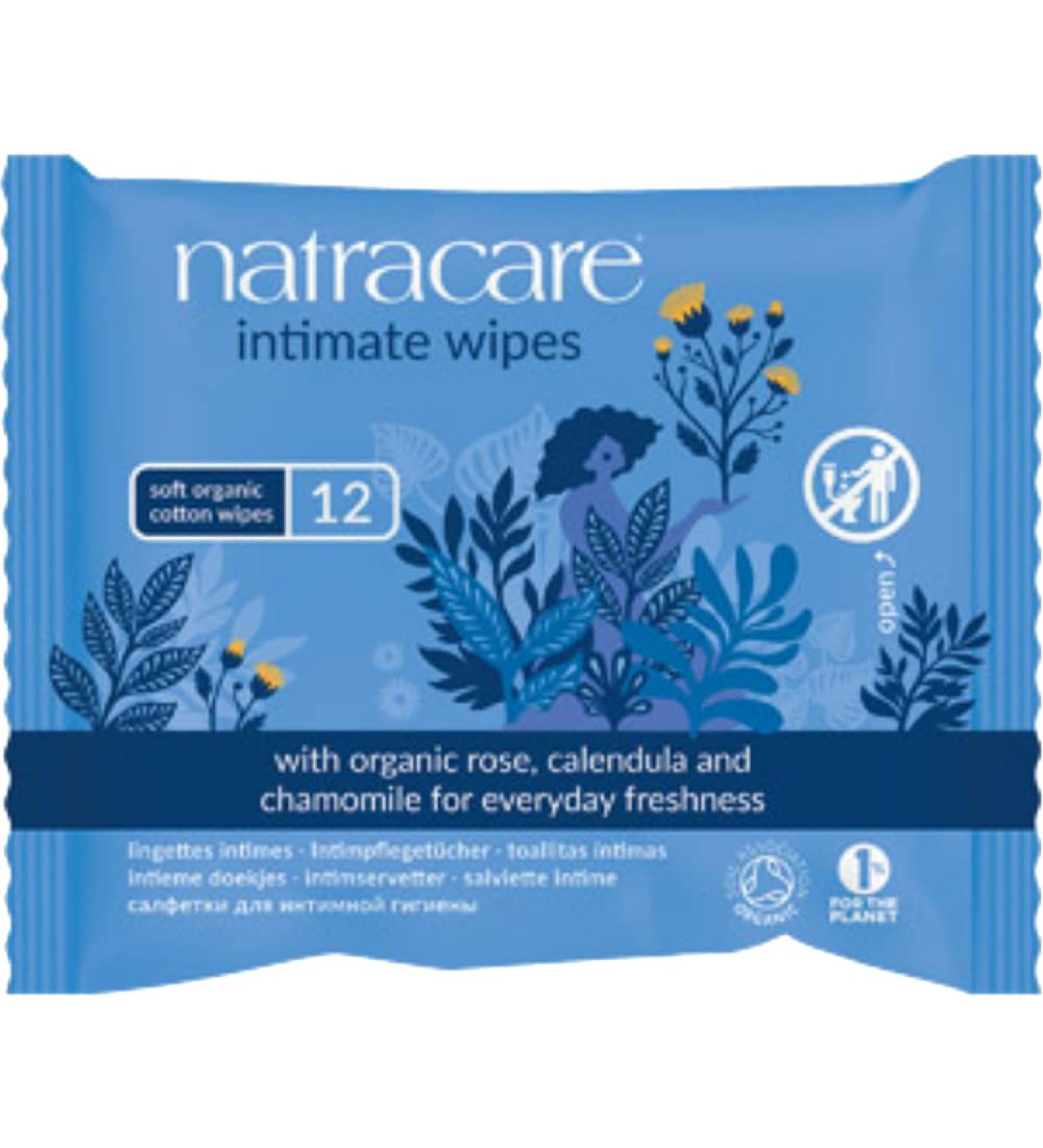 Natracare Organic Cotton Intimate Wipes - 12 Count | Gentle & Biodegradable - Buy Online on GoSupps.com