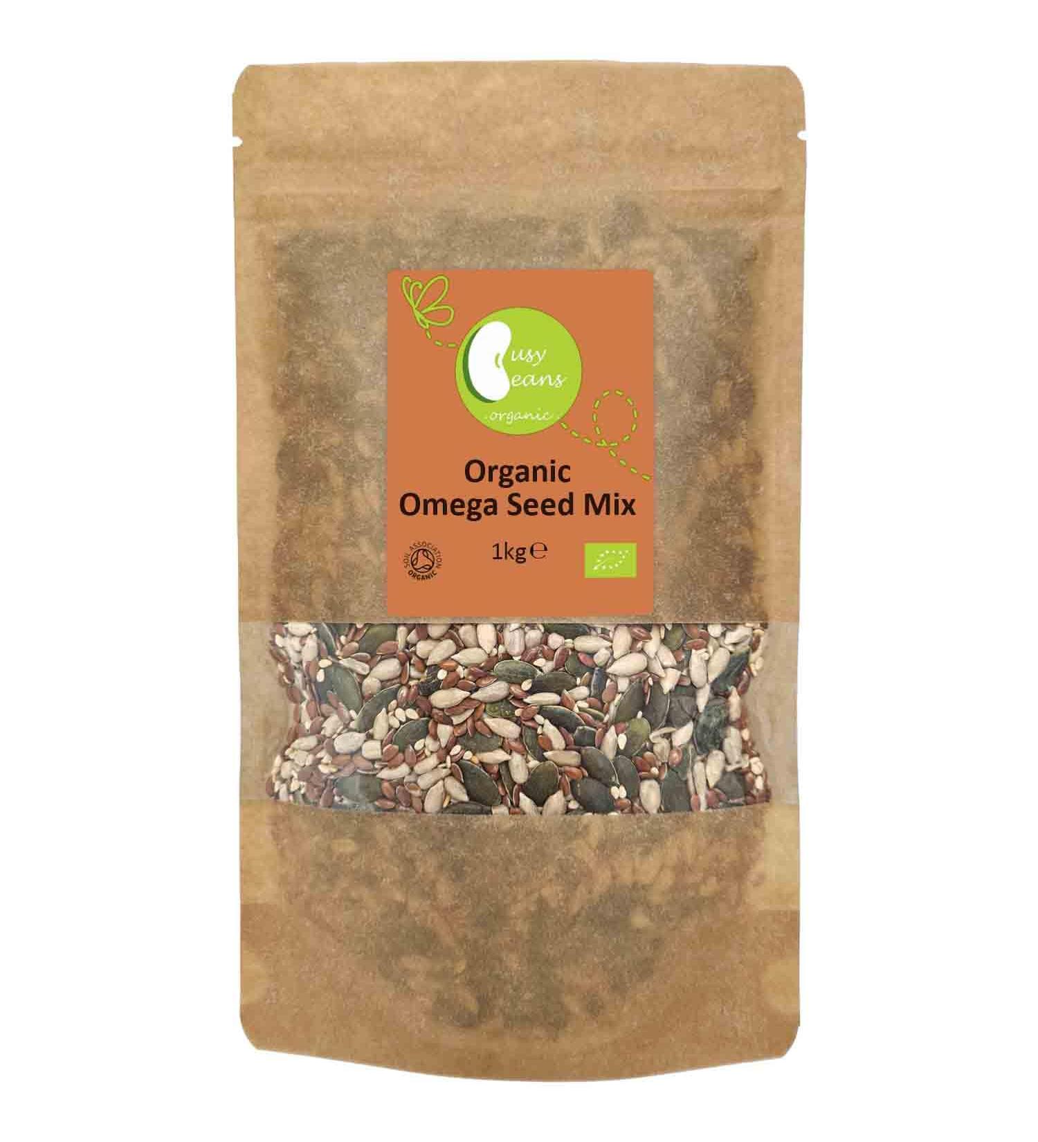 Organic Omega Seed Mix (1kg) | 4 Seed Blend | High Fibre | High Protein | Certified Organic | by Busy Beans Organic - Buy Online on GoSupps.com