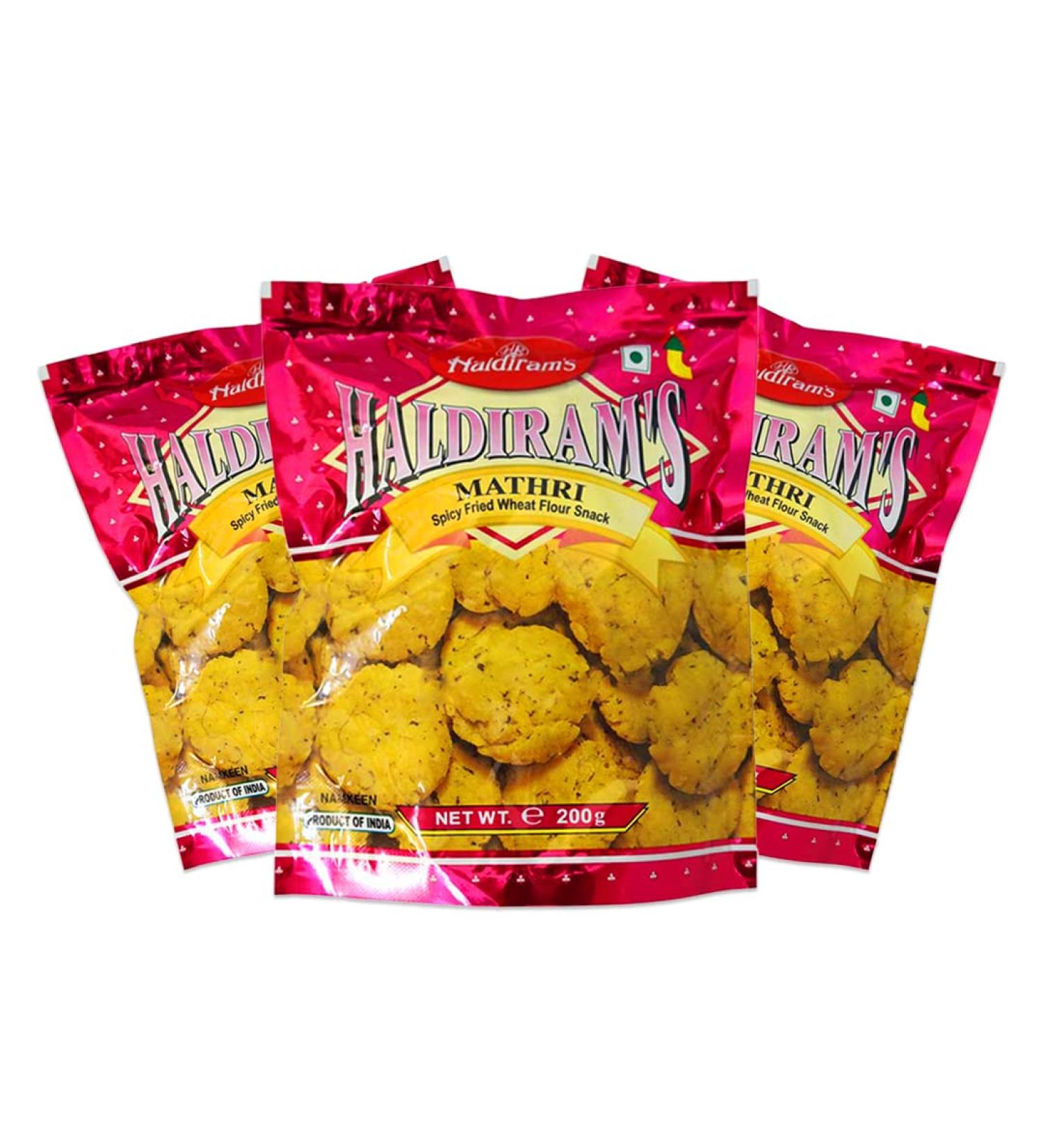 Haldiram's Mathri | 200g | Tea Time Snacks | Traditional Indian Snacks | Indian Origin | Indian Snack (Pack of 3)