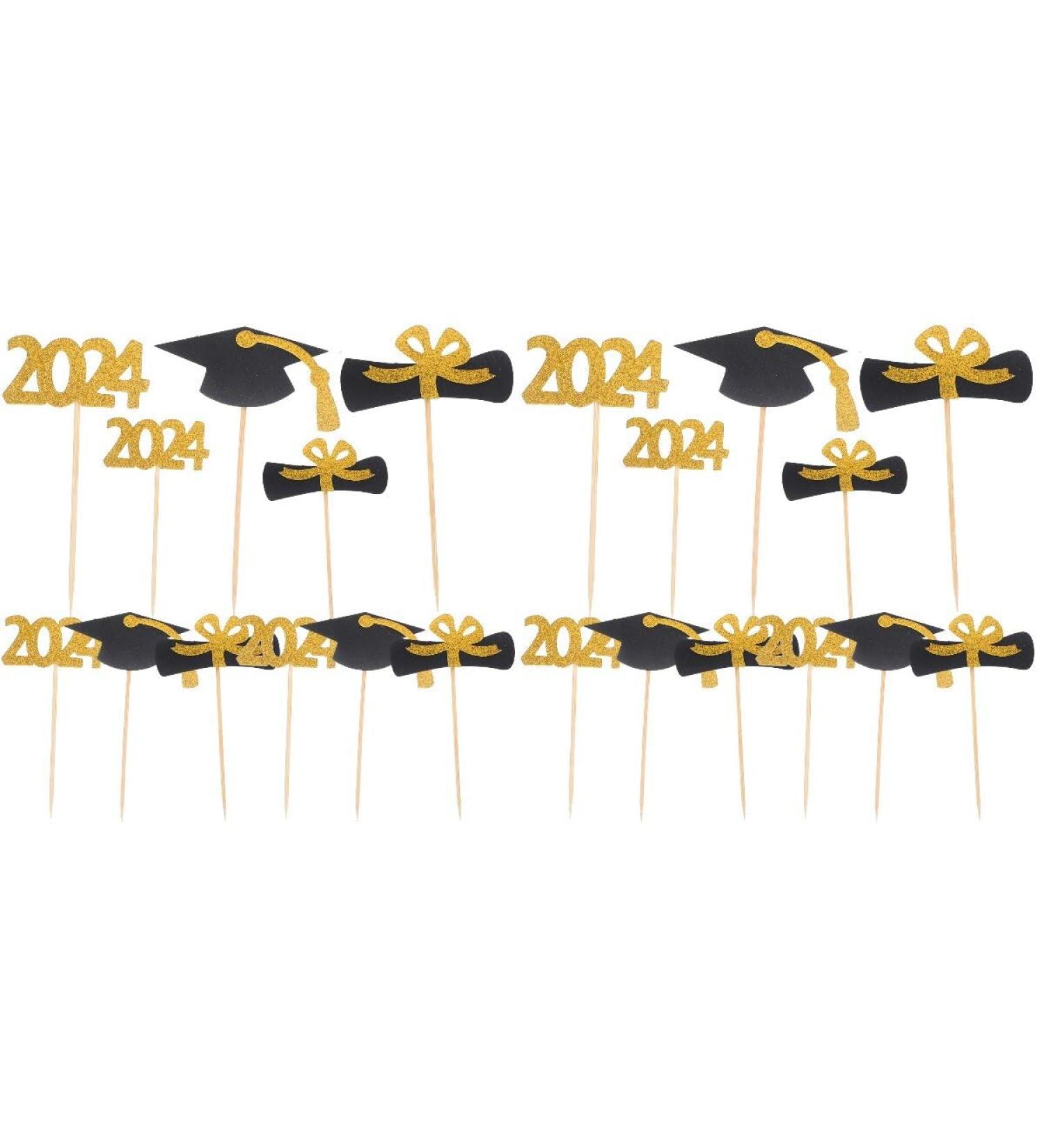 UPKOCH 24 Pcs Graduation Cake Toppers Graduation Cupcakes Picks 2024 Congrats Grad Cake Decor Graduation Party Decorations - Buy Online on GoSupps.com