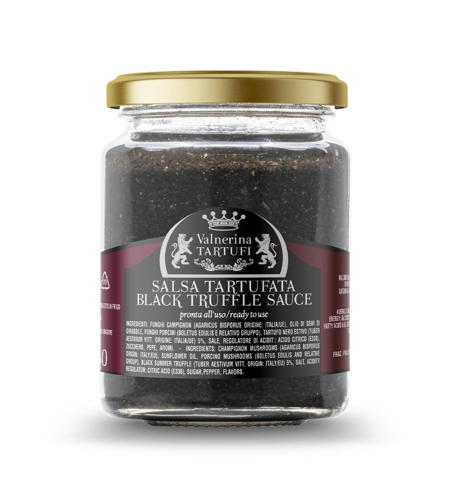 Valnerina Tartufi New Recipe Truffle Sauce | Fresh Porcine Mushrooms Black Summer Truffle | Jar 80 Gr. - Buy Online on GoSupps.com