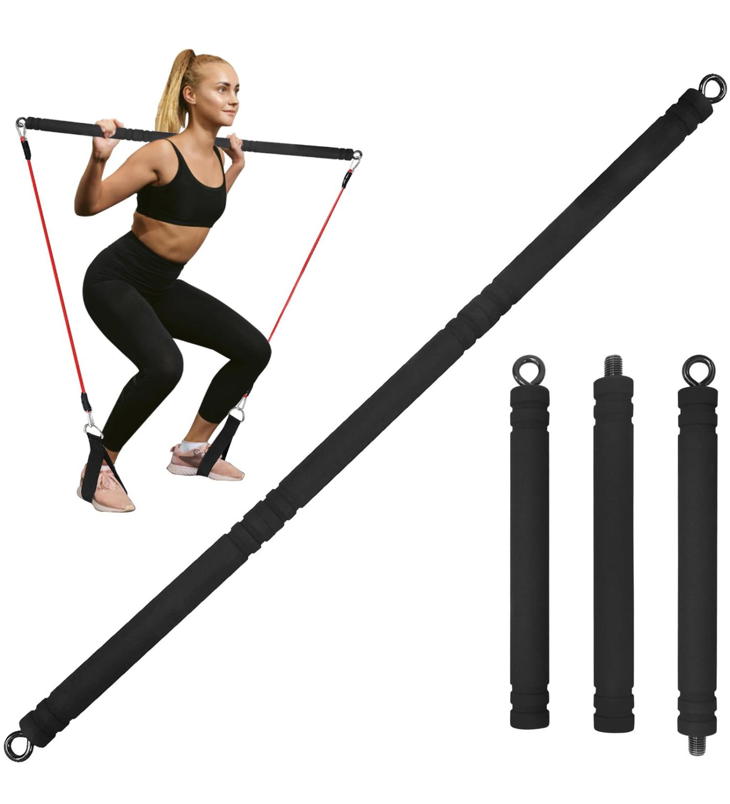 Popders Resistance Tapes Rod - Portable Pilates & Resistance Bands Bar for Strength Training Yoga & Home Fitness - Black - Buy Online on GoSupps.com