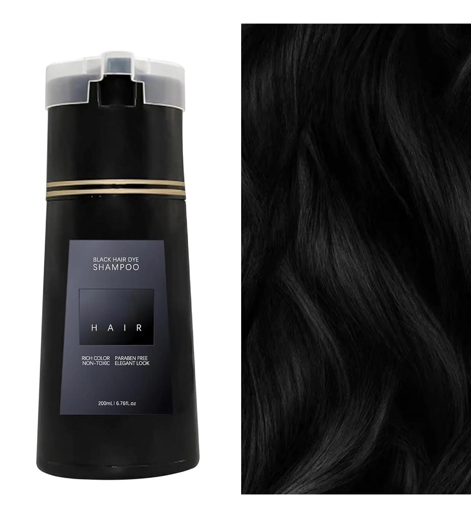 Hair Dye Shampoo Long Lasting Hair Instant Dye Shampoo Instant Hair Dye Shampoo Natural Hair Color Shampoo for Gray Hair Black Hair Dye Shampoo 2 in 1(Black) - Buy Online on GoSupps.com