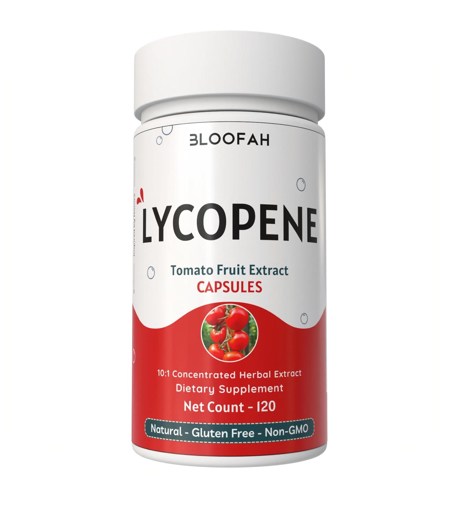 Bloofah 500mg Lycopene Supplement Tomato Extract 10:1 Capsules - 120 Count | 100% Pure, Non-GMO & Gluten Free Formula | Natural Carotenoid Supplement for Health and Wellness Support - Buy Online on GoSupps.com