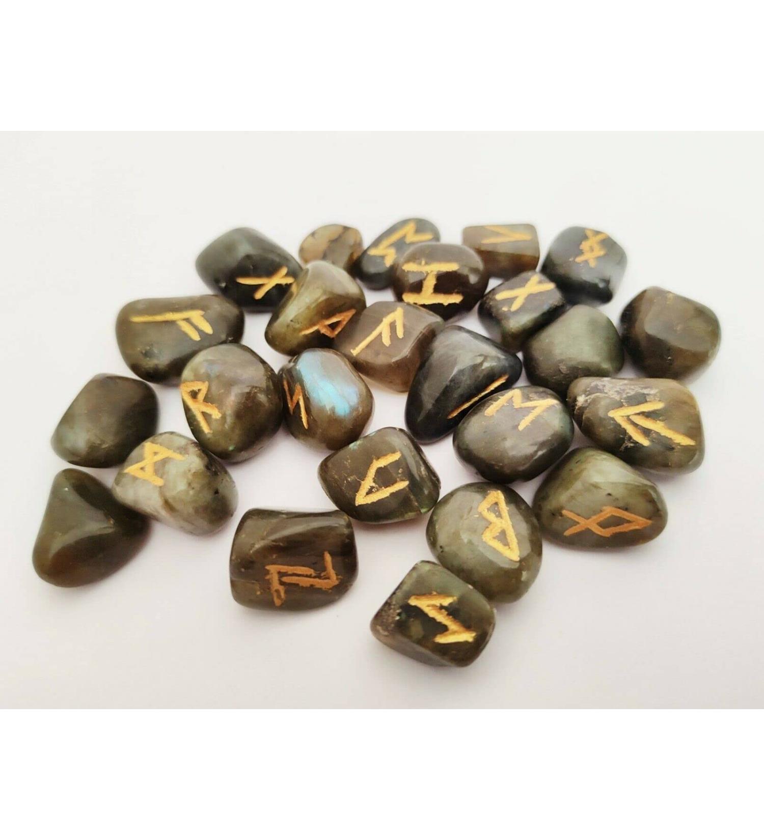 Sharvgun Labradorite Rune Stone Set 25 pi ces avec tableau en bois MDF runique grav lettrage symbolique pa en velours noir/rouge pochette incluse bo te-cadeau - Buy Online on GoSupps.com