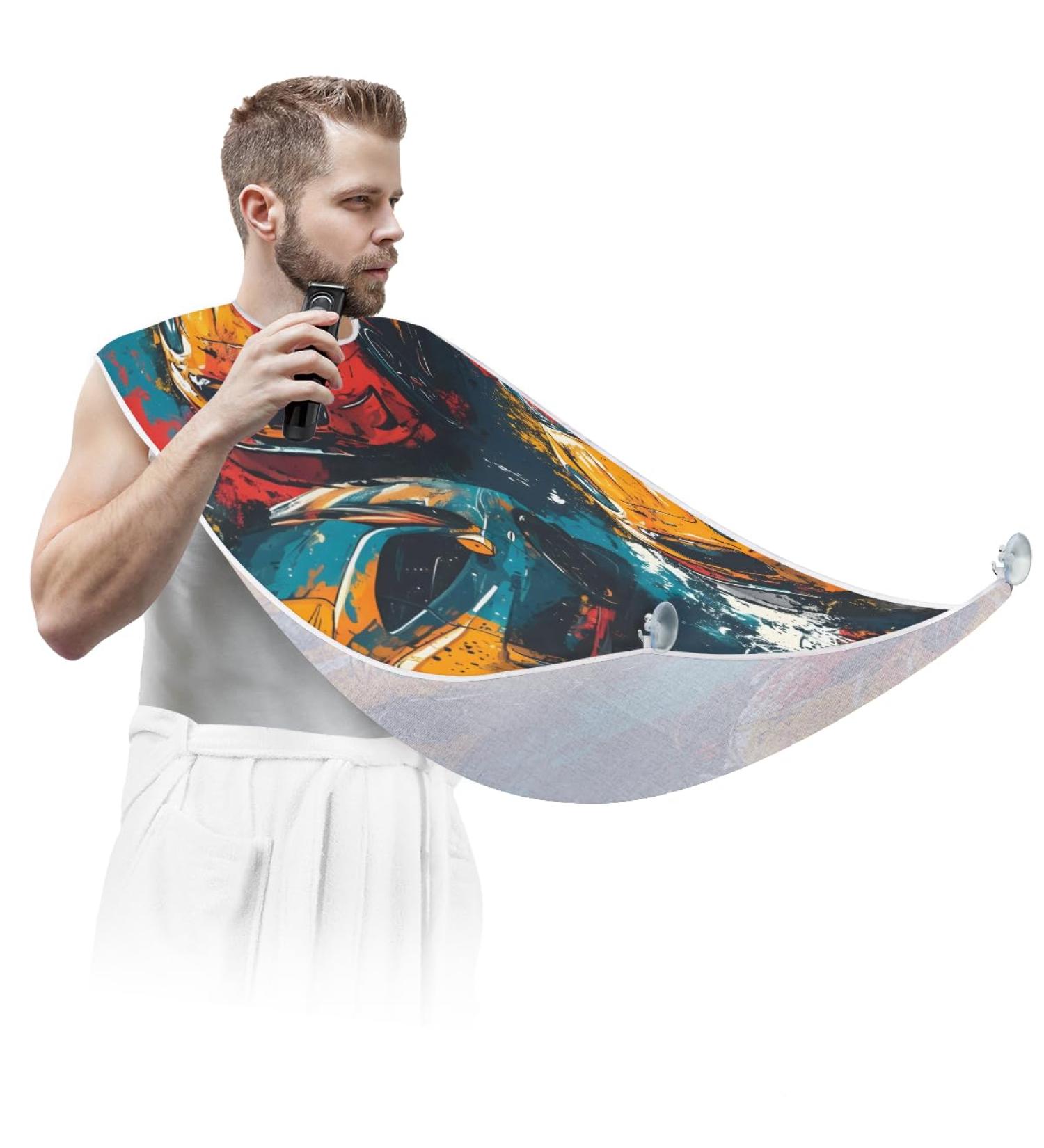 Beard Bib Apron for Men | Racing Cars Beard Hair Catcher | Perfect Father's Day & Anniversary Gift | Includes 2 Suction Cups - Buy Online on GoSupps.com