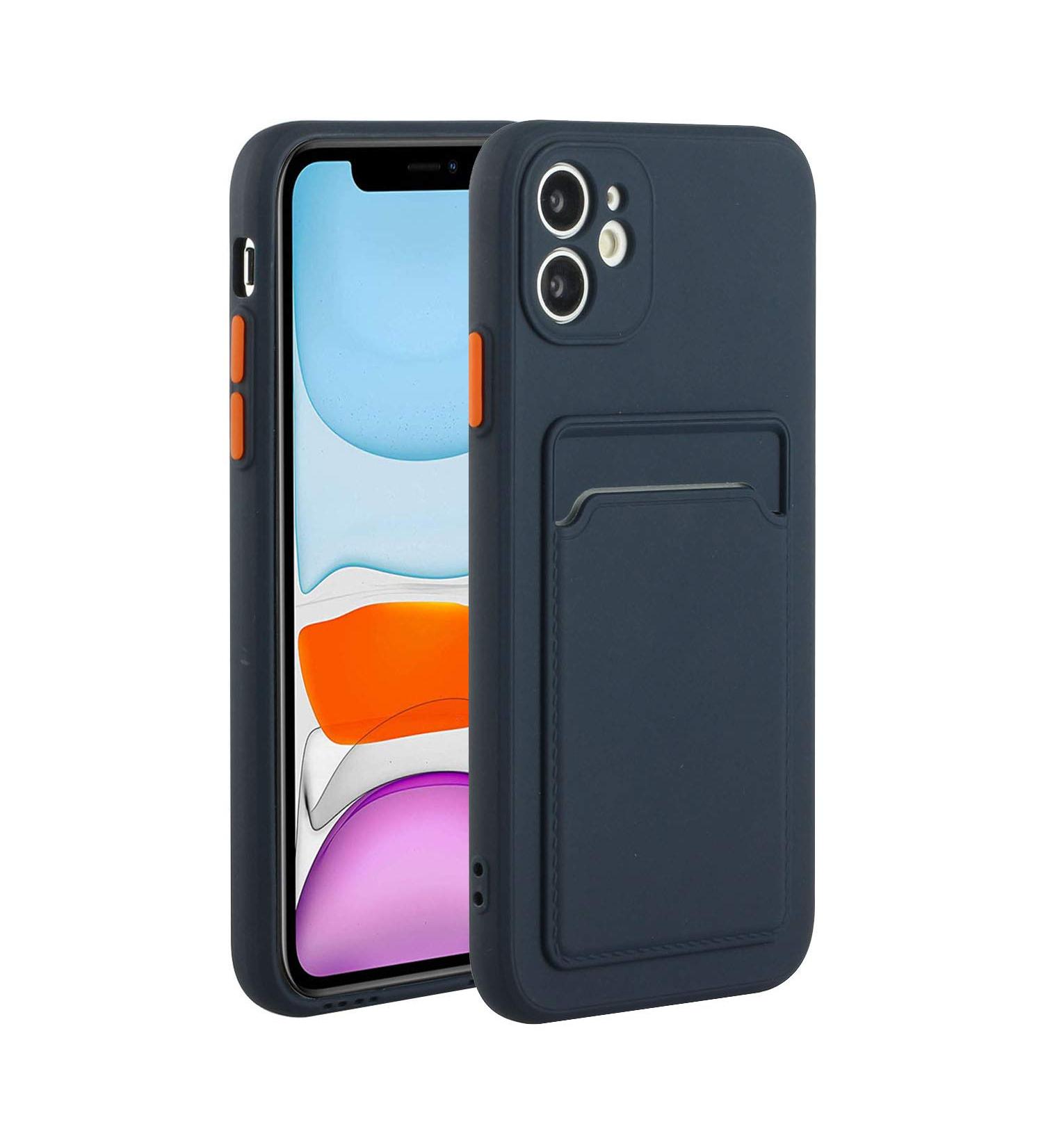 Buy Tivenfezk Nadoli Ultra Thin Silicone Case for iPhone 15 Plus - Shockproof Scratch-Resistant Wallet Design with Card Holder - Dark Blue - Buy Online on GoSupps.com