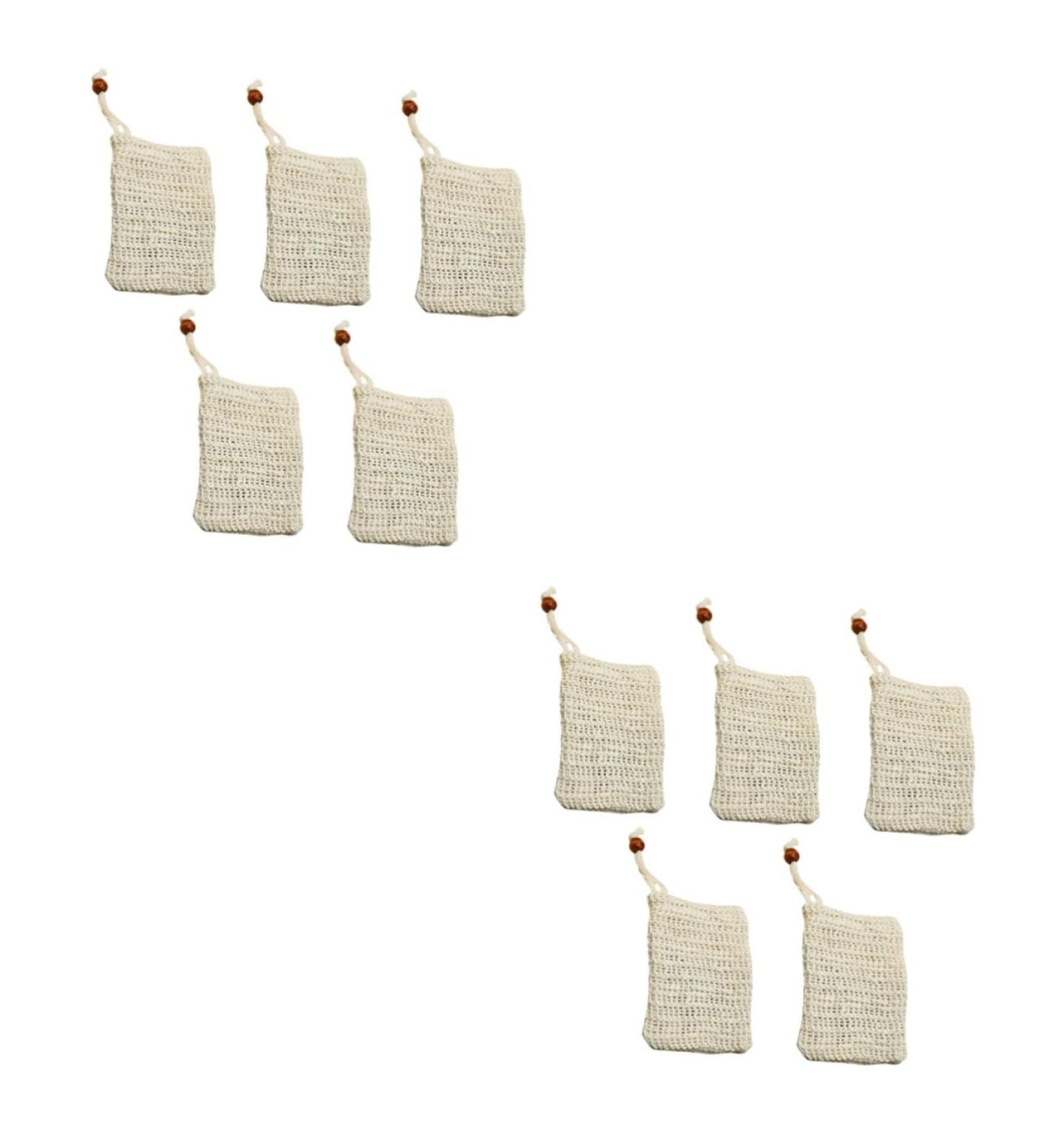 Healeved 10 Pcs Soap Bag Soap Saver Holder Exfoliating Soap Pouch Exfoliating Meshes Face Soap Sisal Beige - Buy Online on GoSupps.com