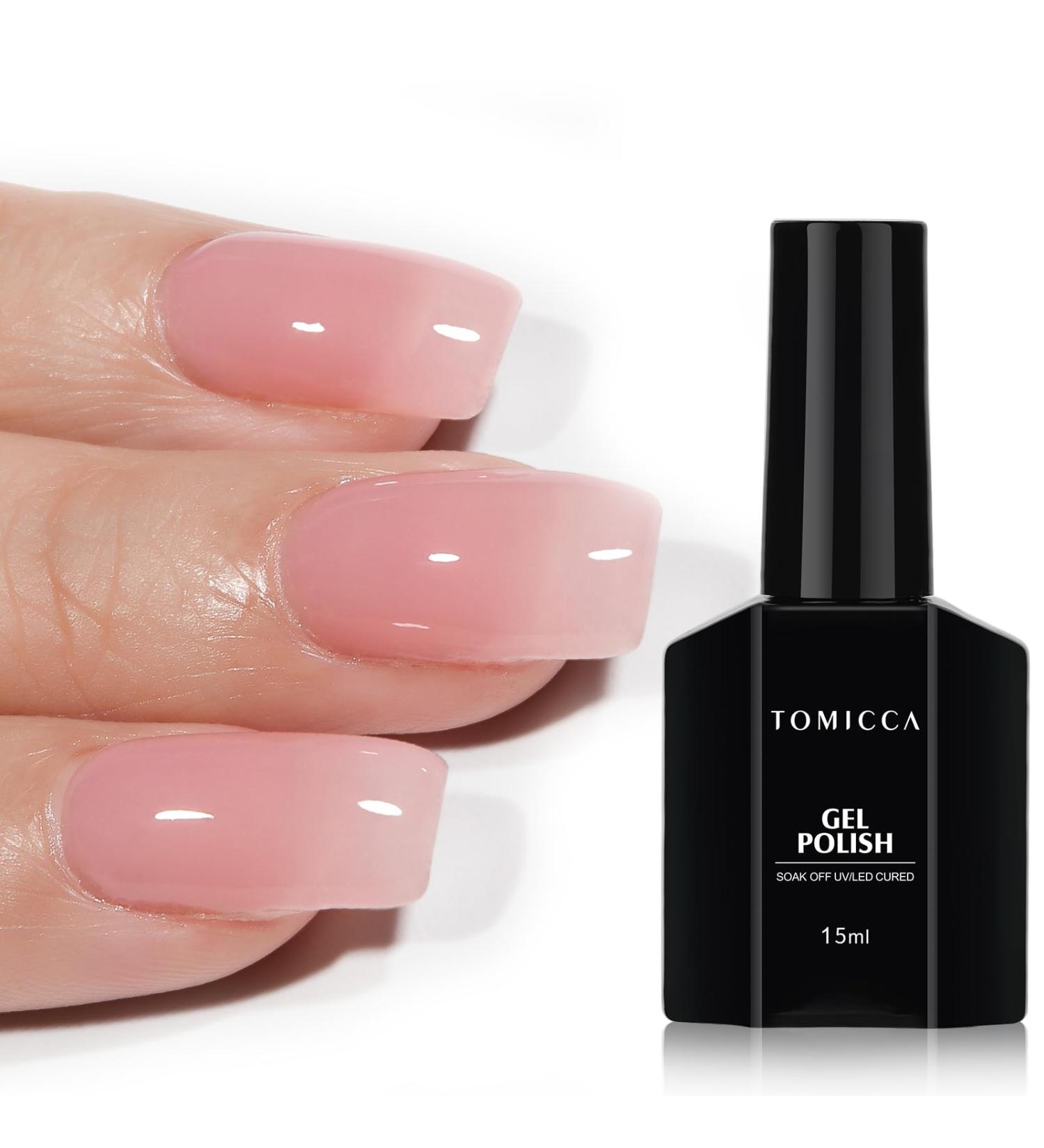 TOMICCA Pink Gel Nail Polish - Clear Pink & Nude Shades for DIY French Manicure | Soak Off UV Jelly Polish - Buy Online on GoSupps.com