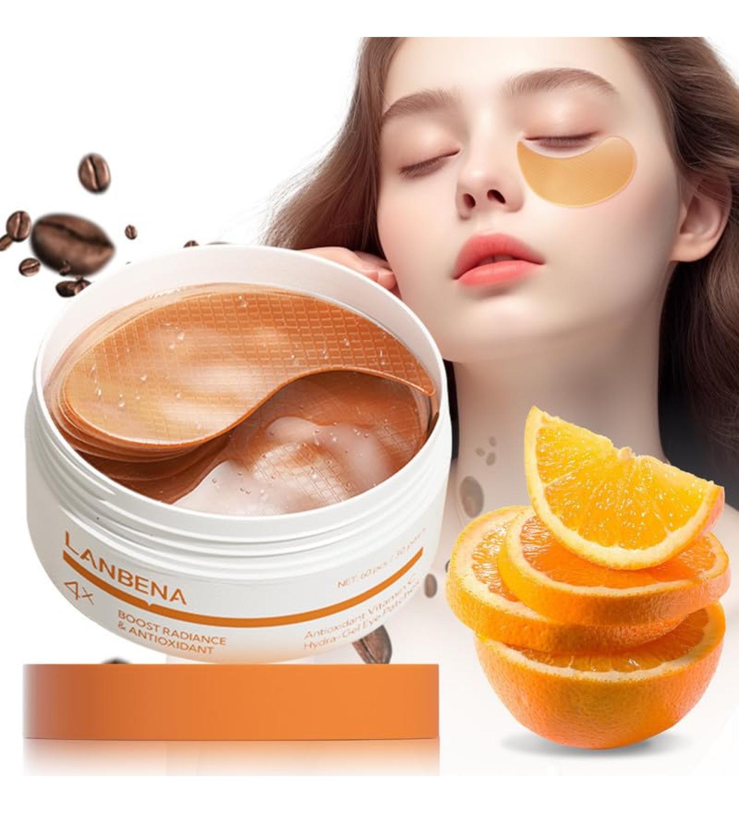 LANBENA Vitamin C Under Eye Patches - 60 Pcs Cooling Eye Masks for Dark Circles Puffiness Fine Lines & Anti-Aging - Hydrating Caffeine & Niacinamide Treatment - Buy Online on GoSupps.com