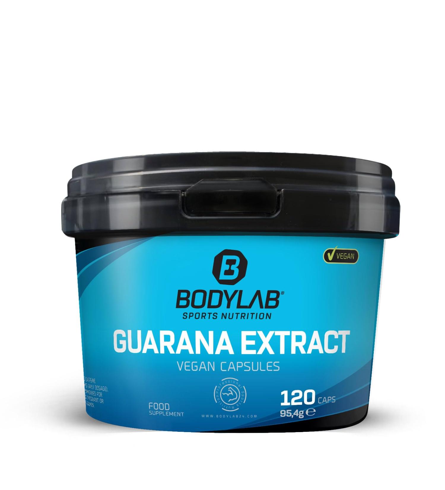 Bodylab24 Guarana Extract Vegan Capsules - 120 Capsules | 500mg Per Capsule | 100mg Caffeine | 100% Vegan Energy Boost - Buy Online on GoSupps.com