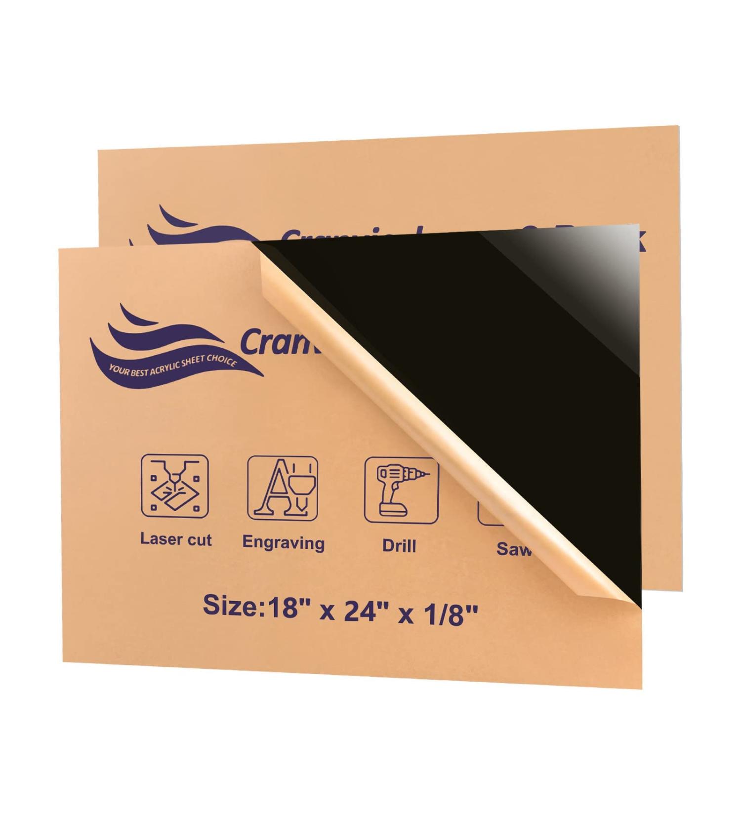 Acrylic Plexiglass Sheets 18 x 24 x 1/8 Cranviech 2 Pack Black Cast Acrylic Sheets Glass Alternative for Sign DIY Display Projects Photo Frame Craft Handcraft Painting 18 x 24 x 1/8 Black 2 - Buy Online on GoSupps.com