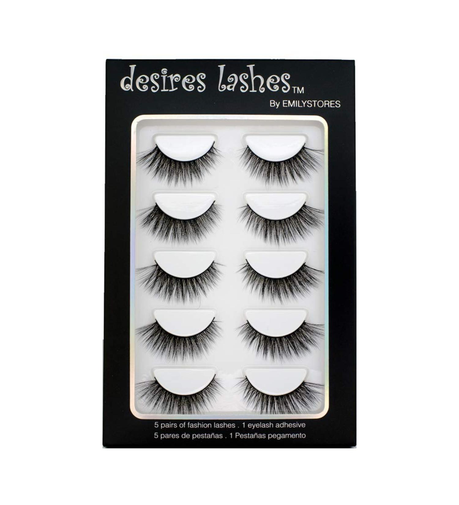 EMILYSTORES DESIRES LASHES 3D Faux-Mink Multipack - Set of 5 Natural Eyelashes (Style: 01Natural) - Buy Online on GoSupps.com