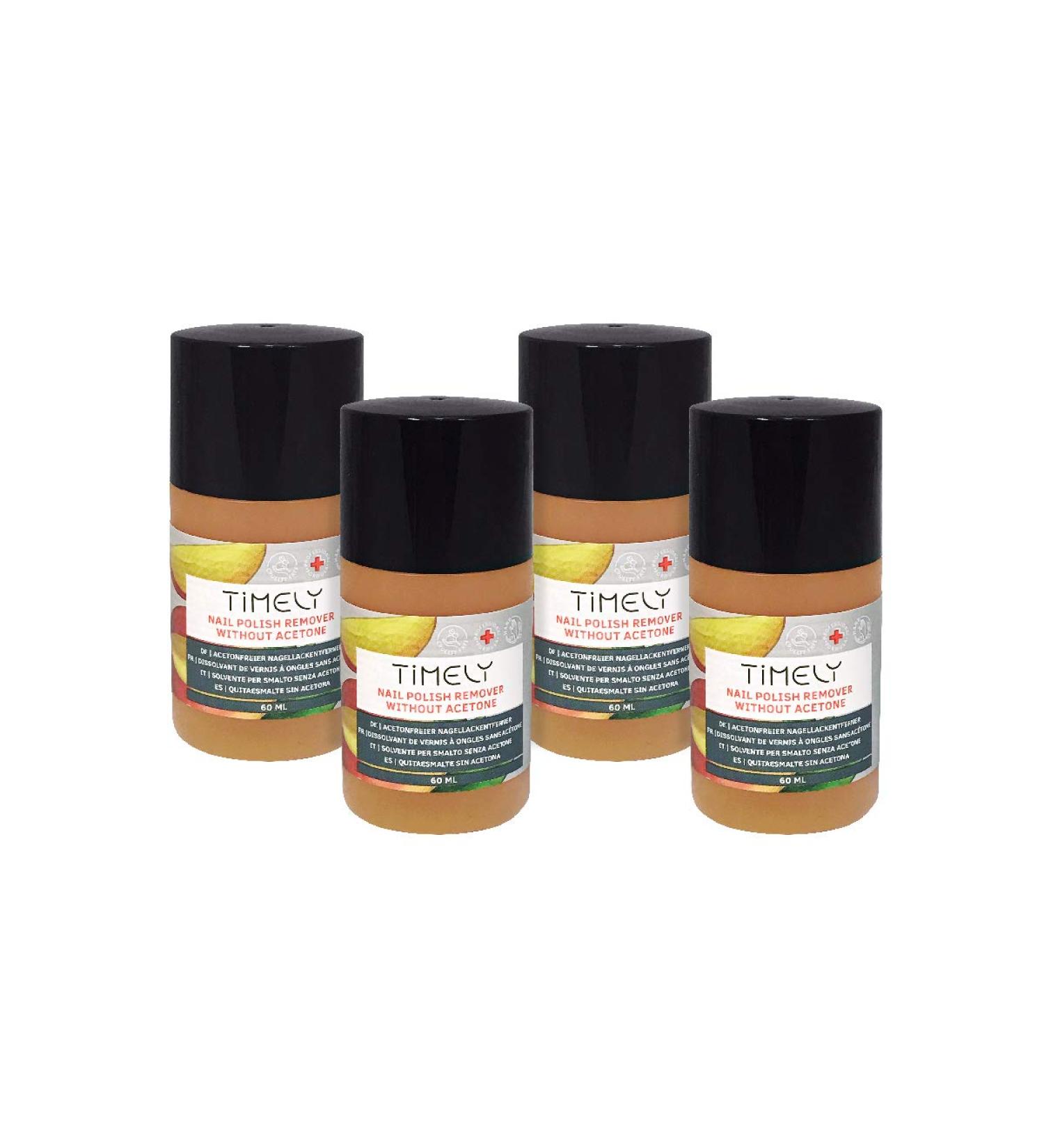  Timely Timely - Acetone-free nail polish remover with vitamins E and A and silk proteins small size (Pack of 4 x 60 ml) - Buy Online on GoSupps.com