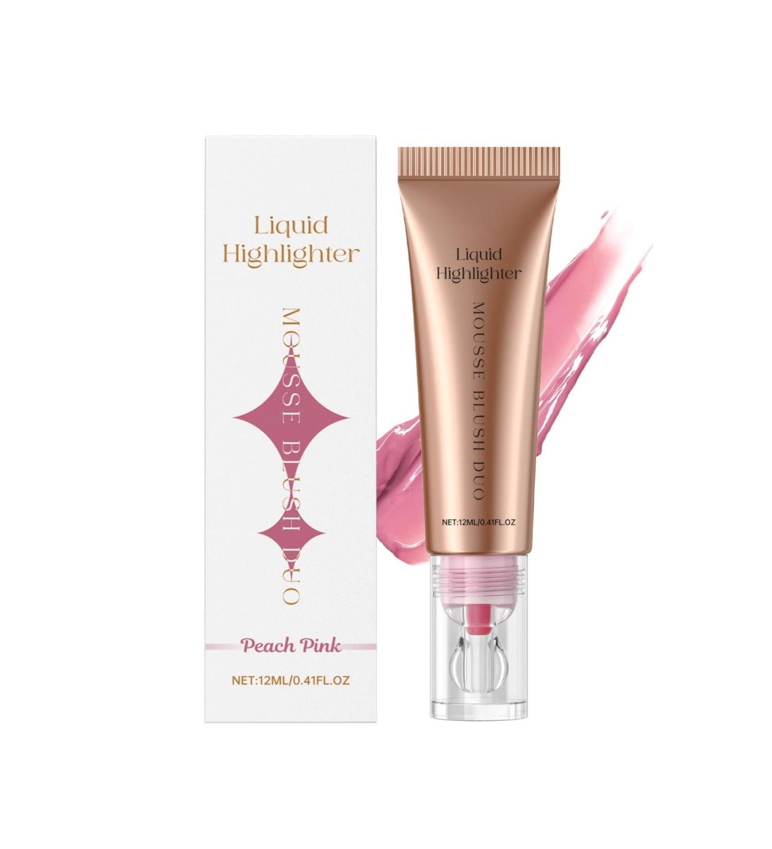 Magic Finish Mousse Blush Duo Liquid High Gloss Powder Blusher Cream Moisturizing Easy To Push Away Non Fading Multifunctional Face Repairing High Gloss Powder Blusher Liquid (Peach pink 12ml) - Buy Online on GoSupps.com
