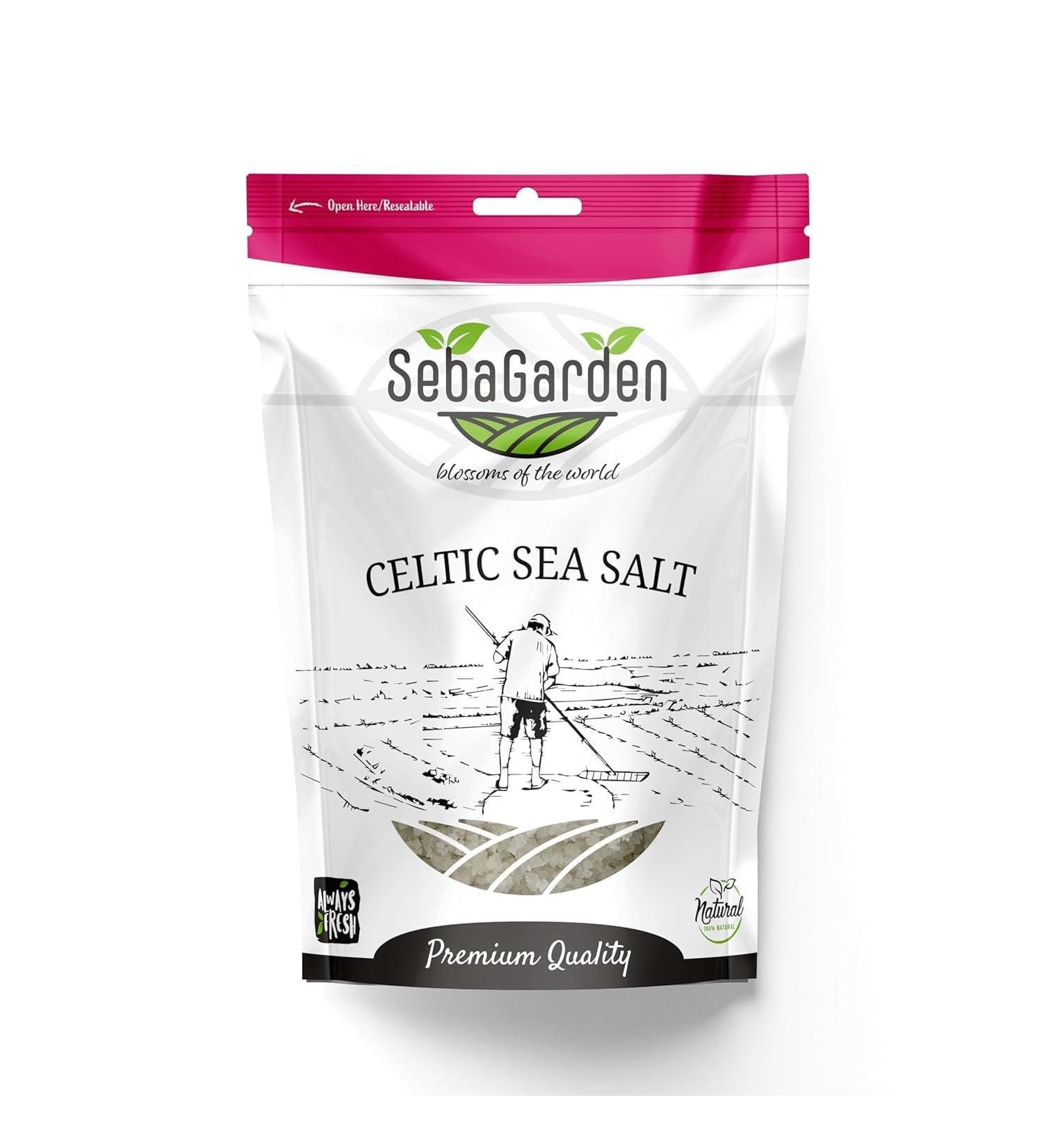 Seba Garden Celtic Sea Salt Grey 1kg - Certified Organic, Hand Harvested with 82+ Essential Minerals - Resealable Bag - Buy Online on GoSupps.com