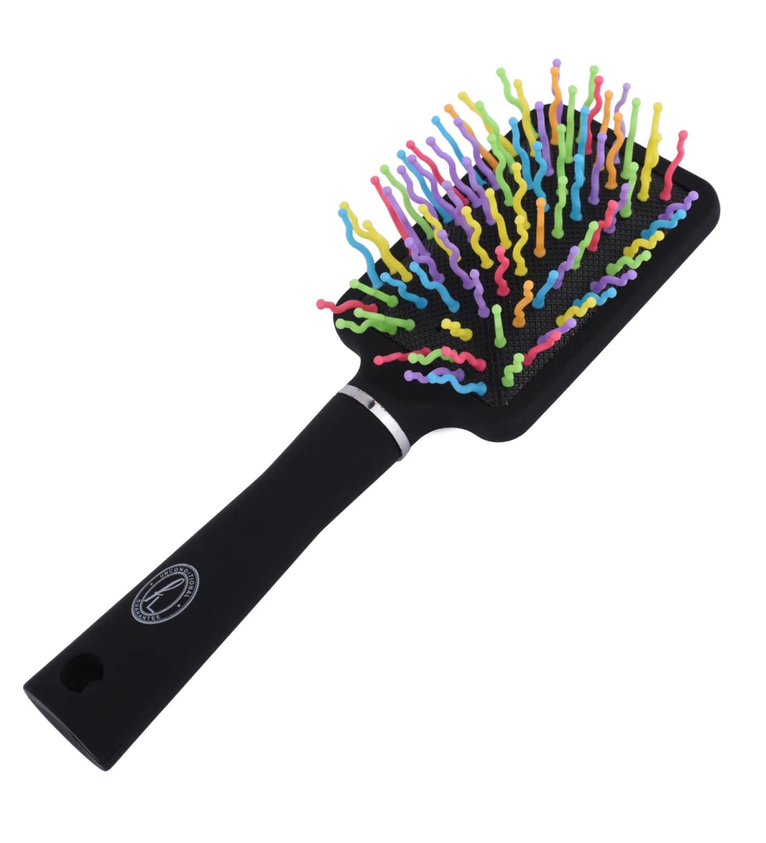 Detangling Hairbrush Premium Detangler Brush Removes Knots and Tangles - All Hair Types Including Hair Extensions - Best Brush/Comb for Women Girls Men & Boys - Use in Wet and Dry Hair Mini Rainbow