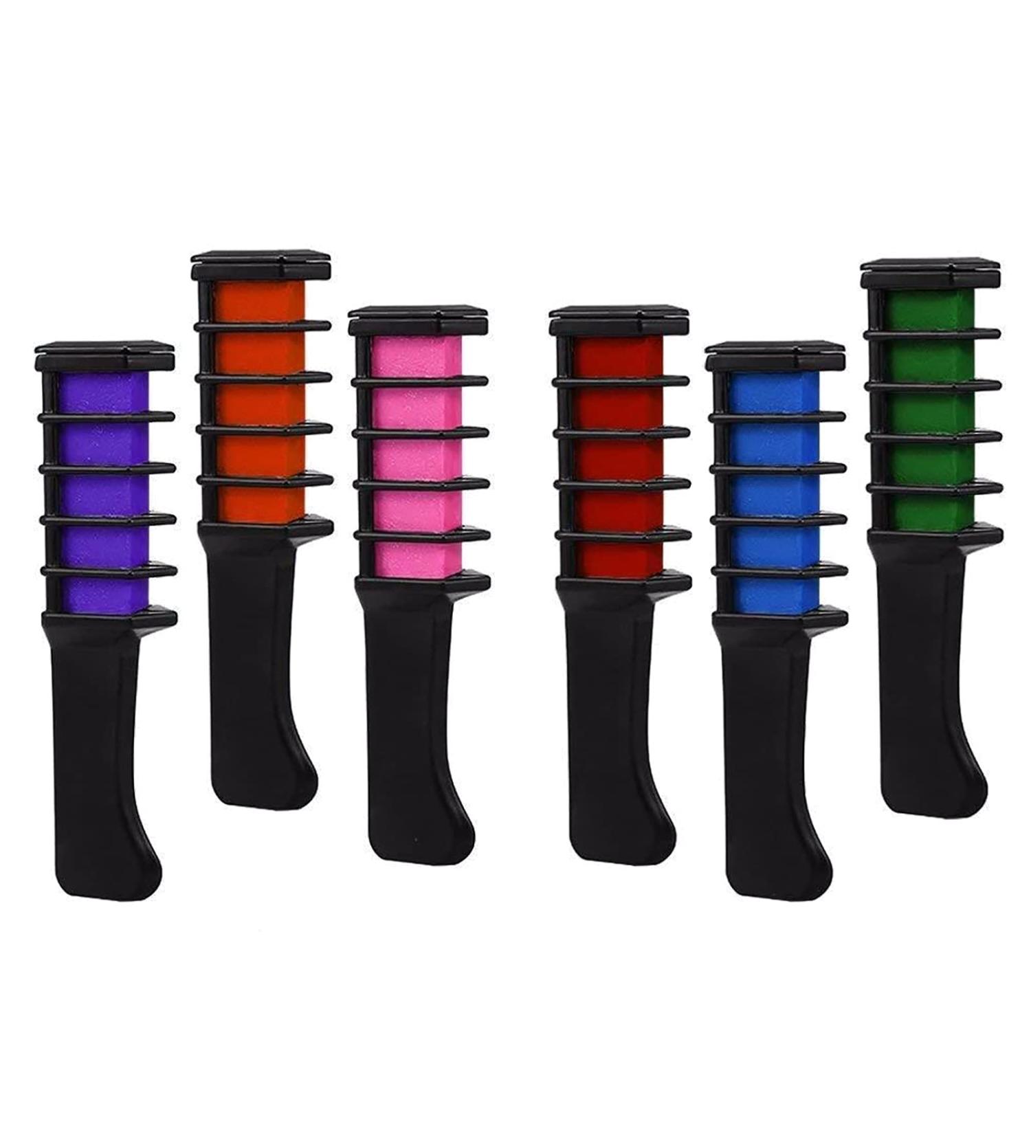 6pcs Colorful Hair Chalk Combs - Temporary Washable Rainbow Pastel Coloring for Instant Hair Makeover - Buy Online on GoSupps.com