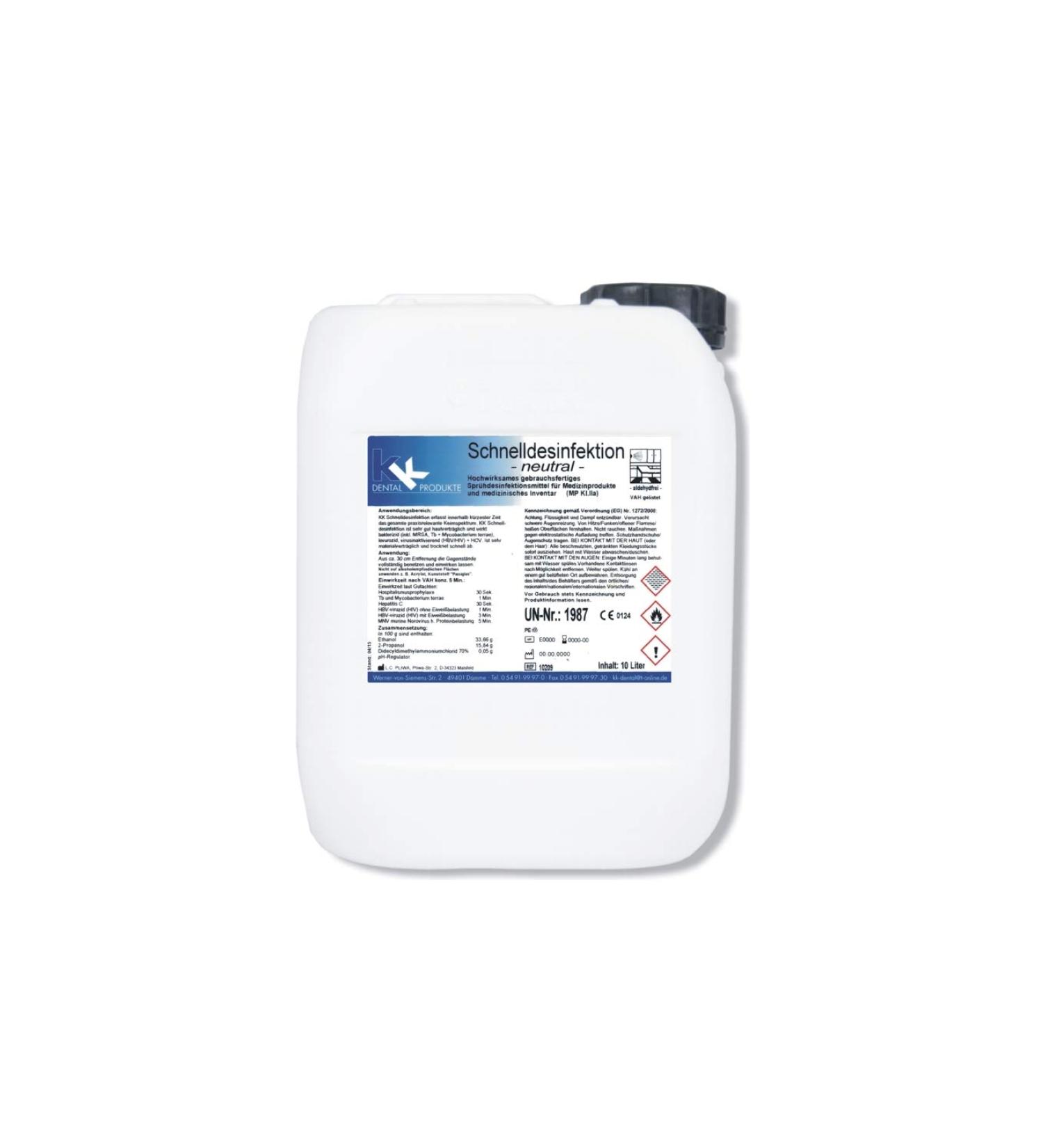 KK quick disinfection |10 liters of canister |Breastfeeding: neutral or lemon |Alcoholic area disinfection |VAH listed |Neutral