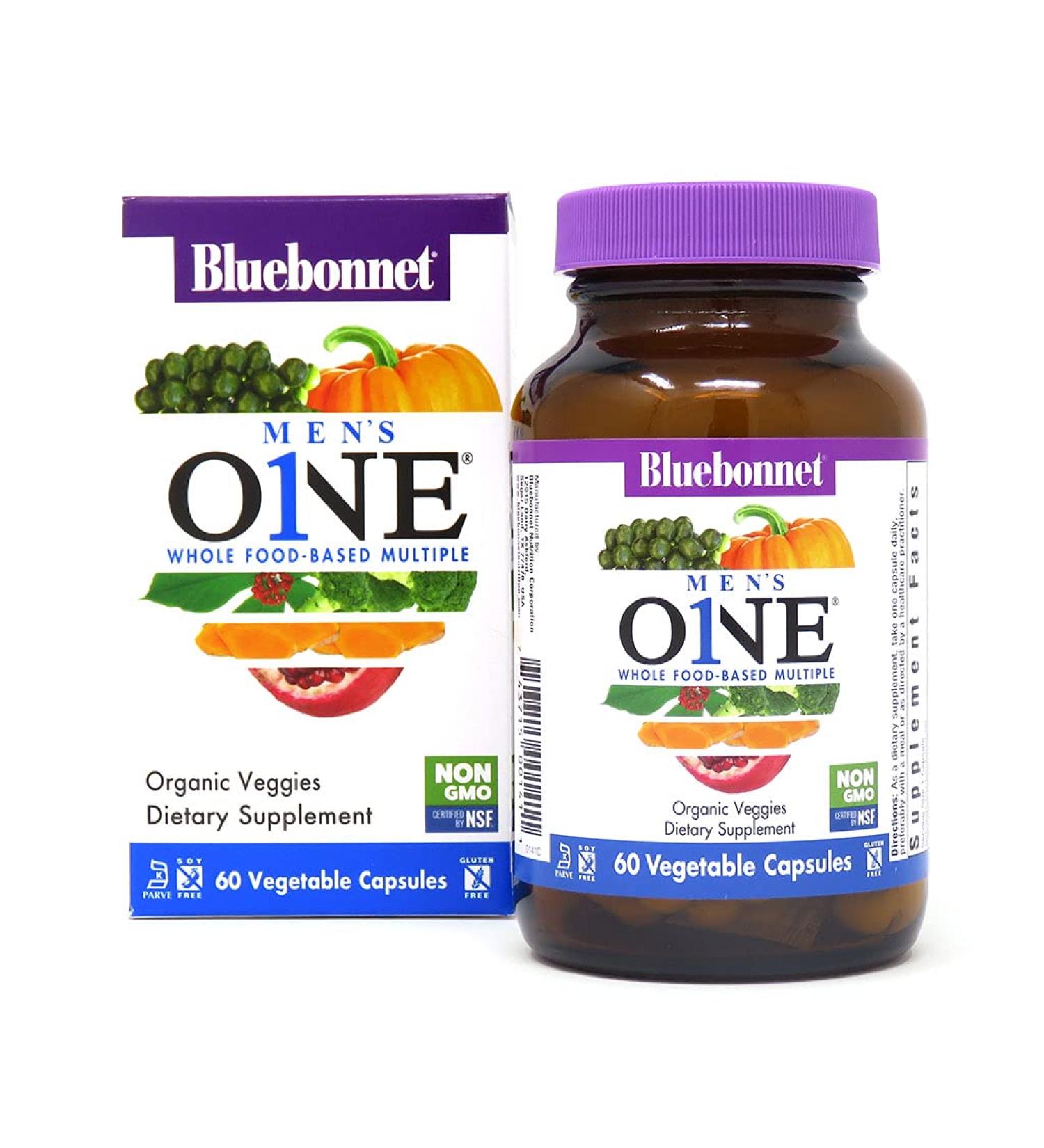 Bluebonnet Nutrition Men's ONE Whole Food-Based Multivitamin - 60 Veg Capsules - Buy Online on GoSupps.com
