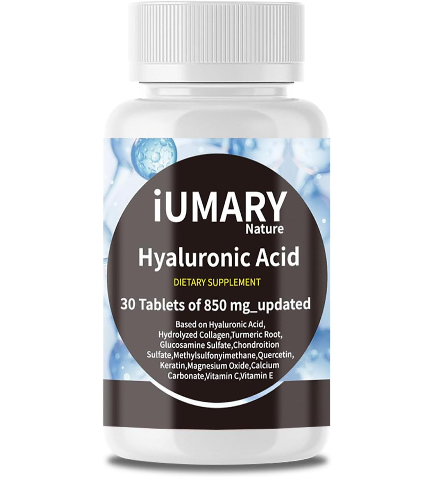 Hyaluronic Acid Supplements, 850mgKeszciy - High Bioavailable Dietary Hyaluronic Acid - Advanced Joint Support with Hydrolyzed Collagen Turmeric Glu-cosamine MSM Vitamin C – 30 Tablets - Pack of 1 - Buy Online on GoSupps.com