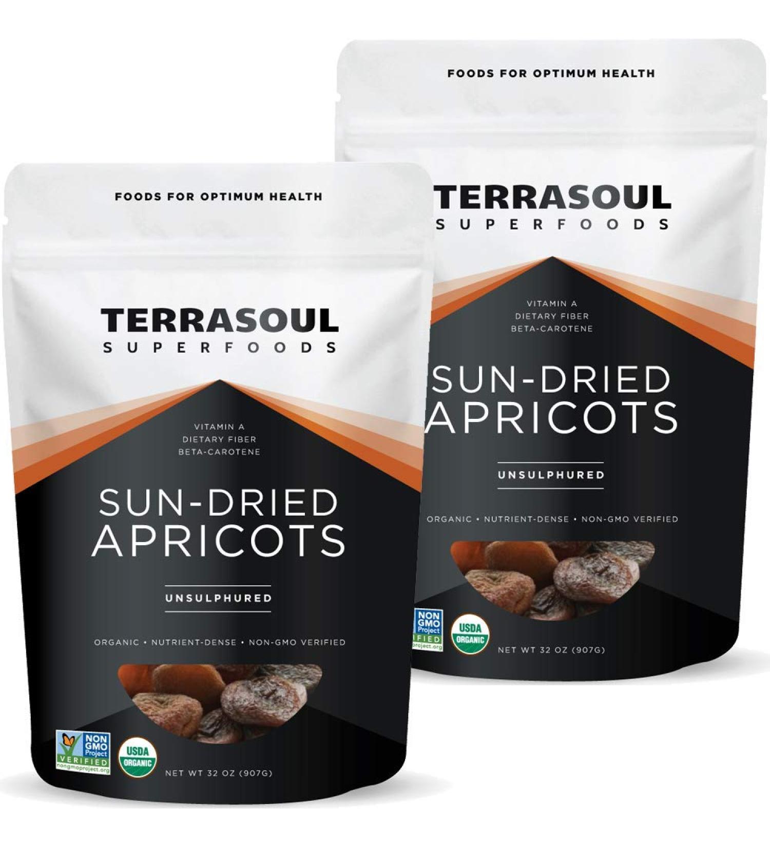 Terrasoul Superfoods Organic Apricots 4 Lbs (2 Pack) - Sun-Dried, Unsulphured, High in Fiber - Buy Online on GoSupps.com