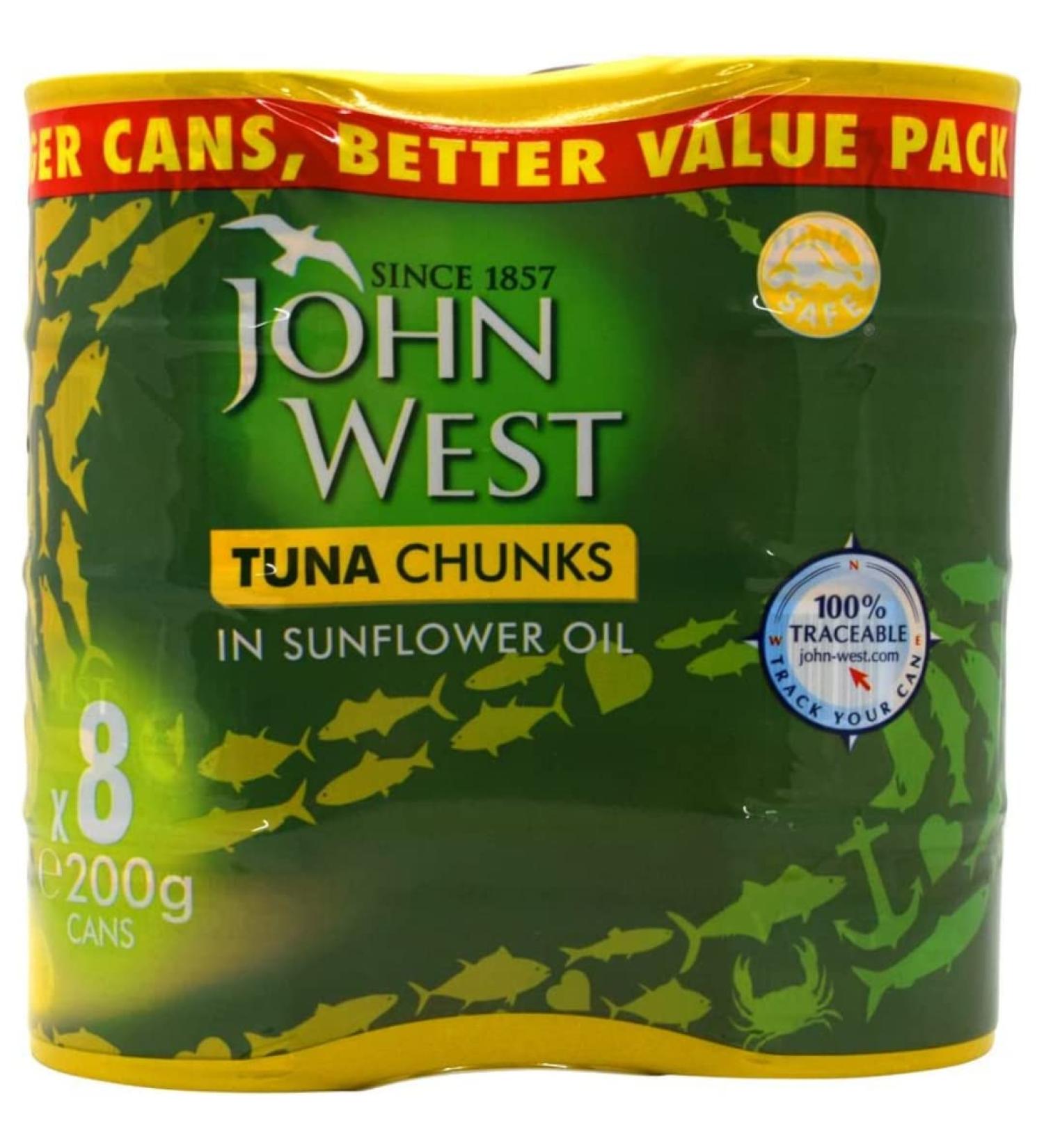 2 x John West Tuna Chunks in Sunflower Oil 8 x 200g