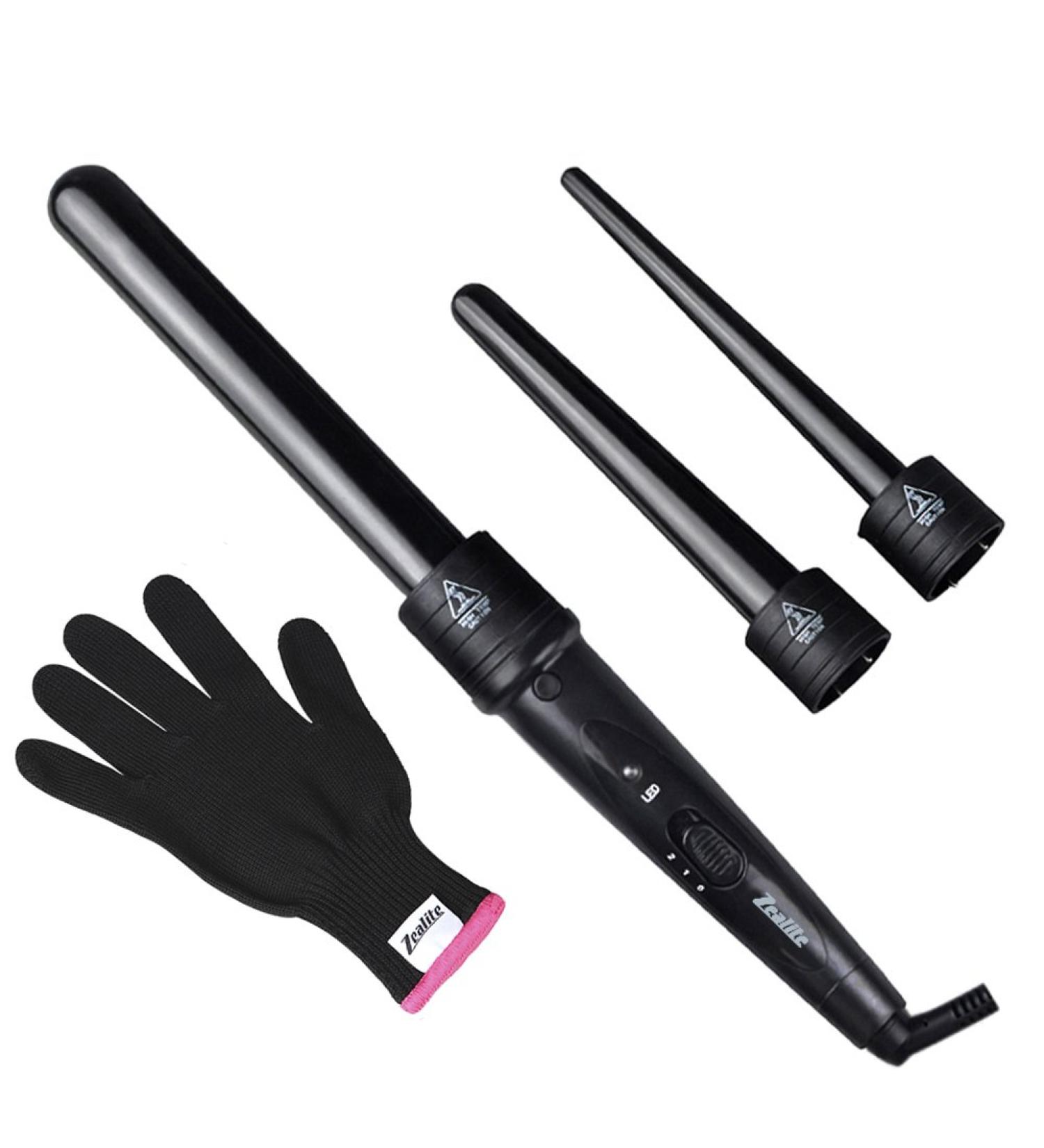 Zealite 3 in 1 Curling Iron Set - Interchangeable Ceramic Barrels Heat Resistant Glove Included | International Shipping - Buy Online on GoSupps.com