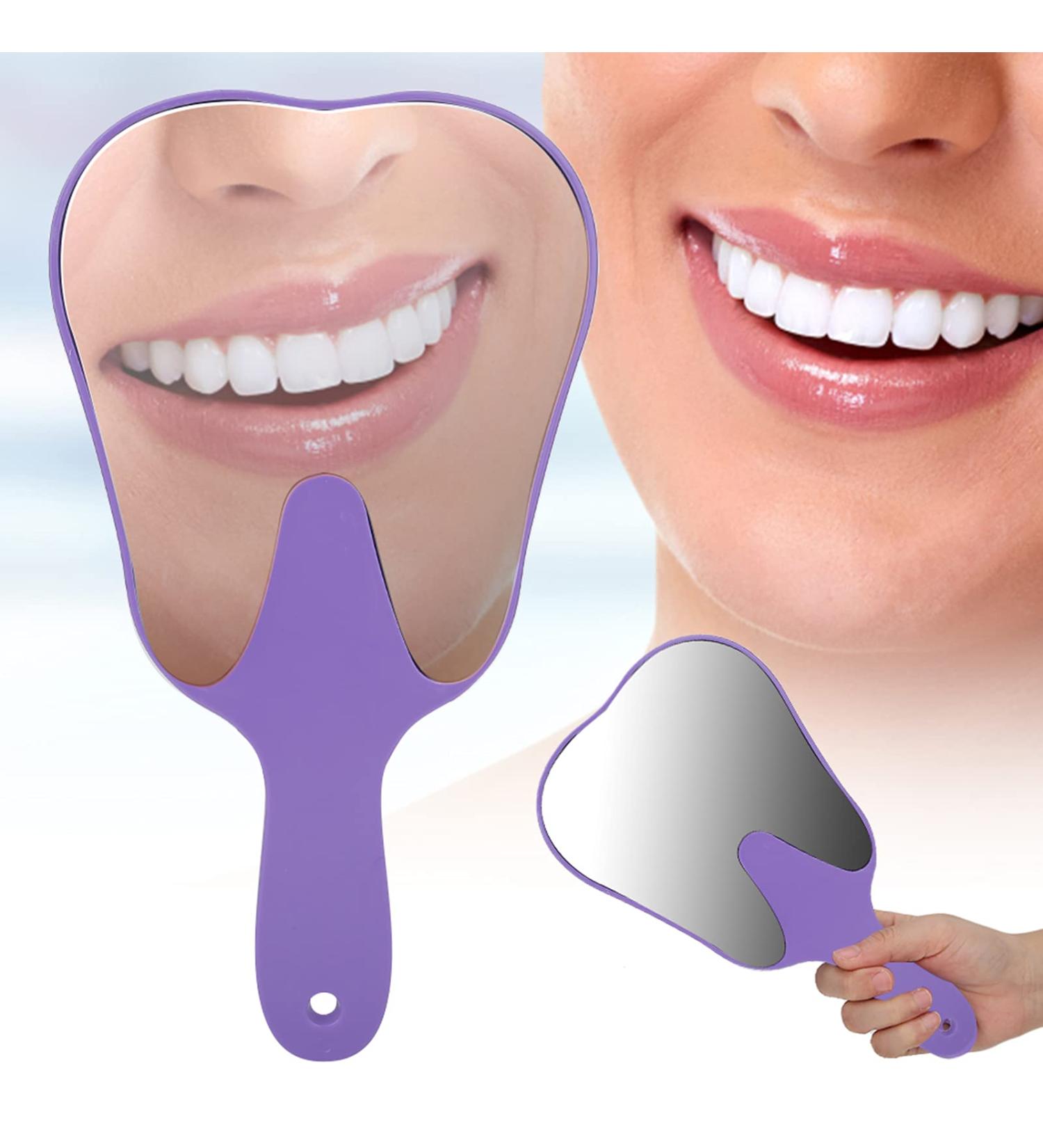 Cute Tooth Shaped Mirror with Handle Small Gift for Dental Clinic 3 Colors Available PC Material Designed for Oral Observation (Purple) - Buy Online on GoSupps.com
