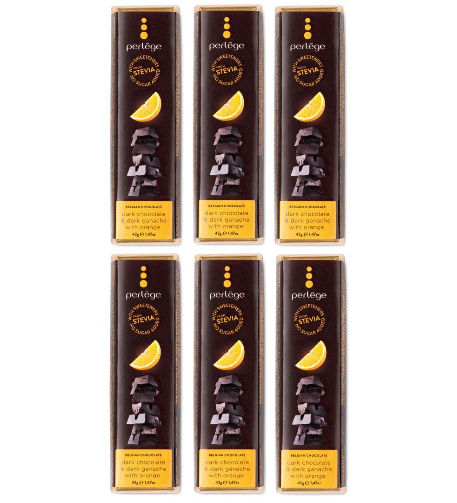 Perlege Perlege Chocolate without added sugar with stevia (dark chocolate and black ganache with orange 6 bars)