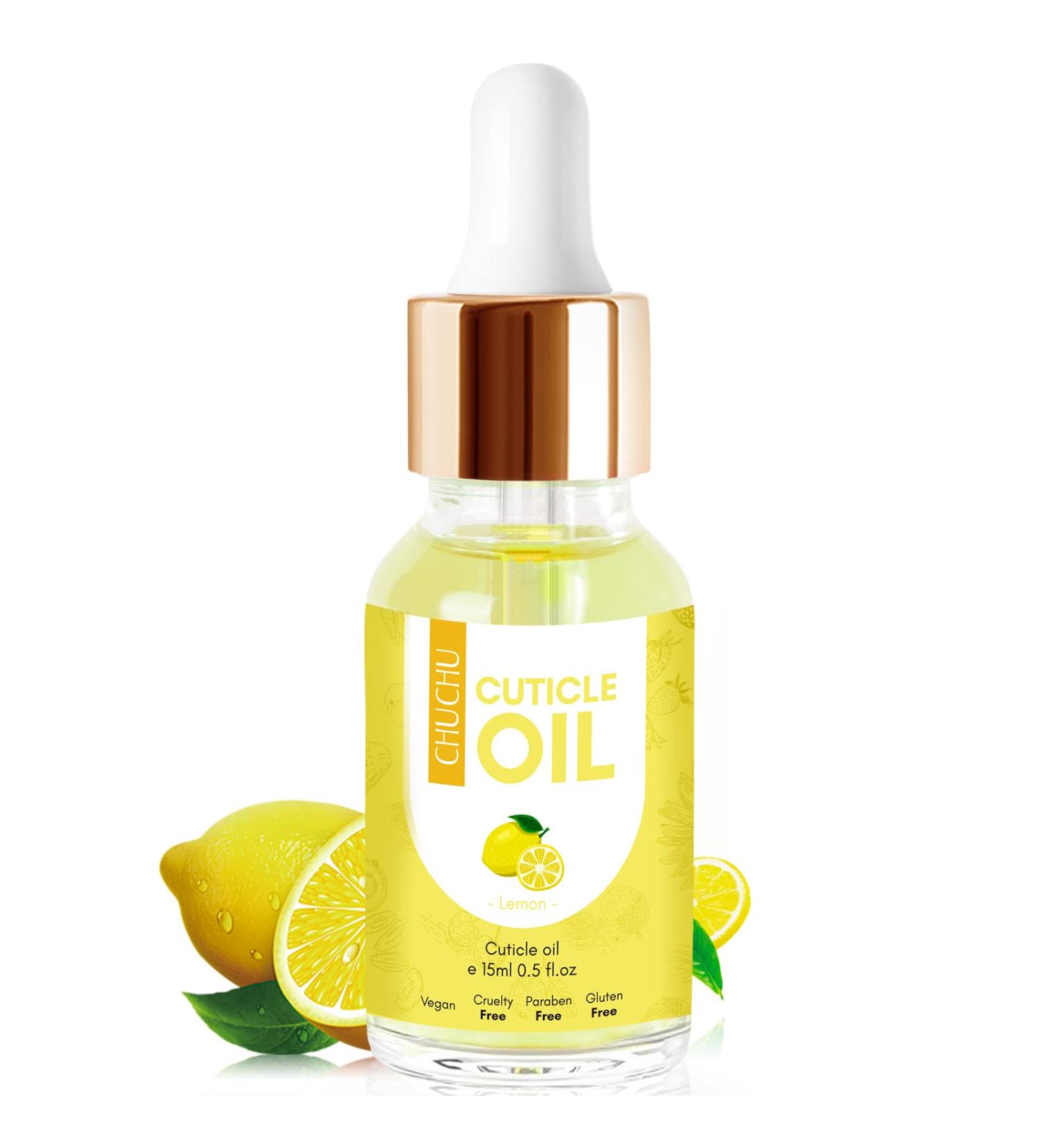 CHUCHU Nail Cuticle Oil with Jojoba, Vitamin B & E - Moisturizes, Strengthens Nails, Prevents Hangnails - Lemon Scented, 15ml - Buy Online on GoSupps.com